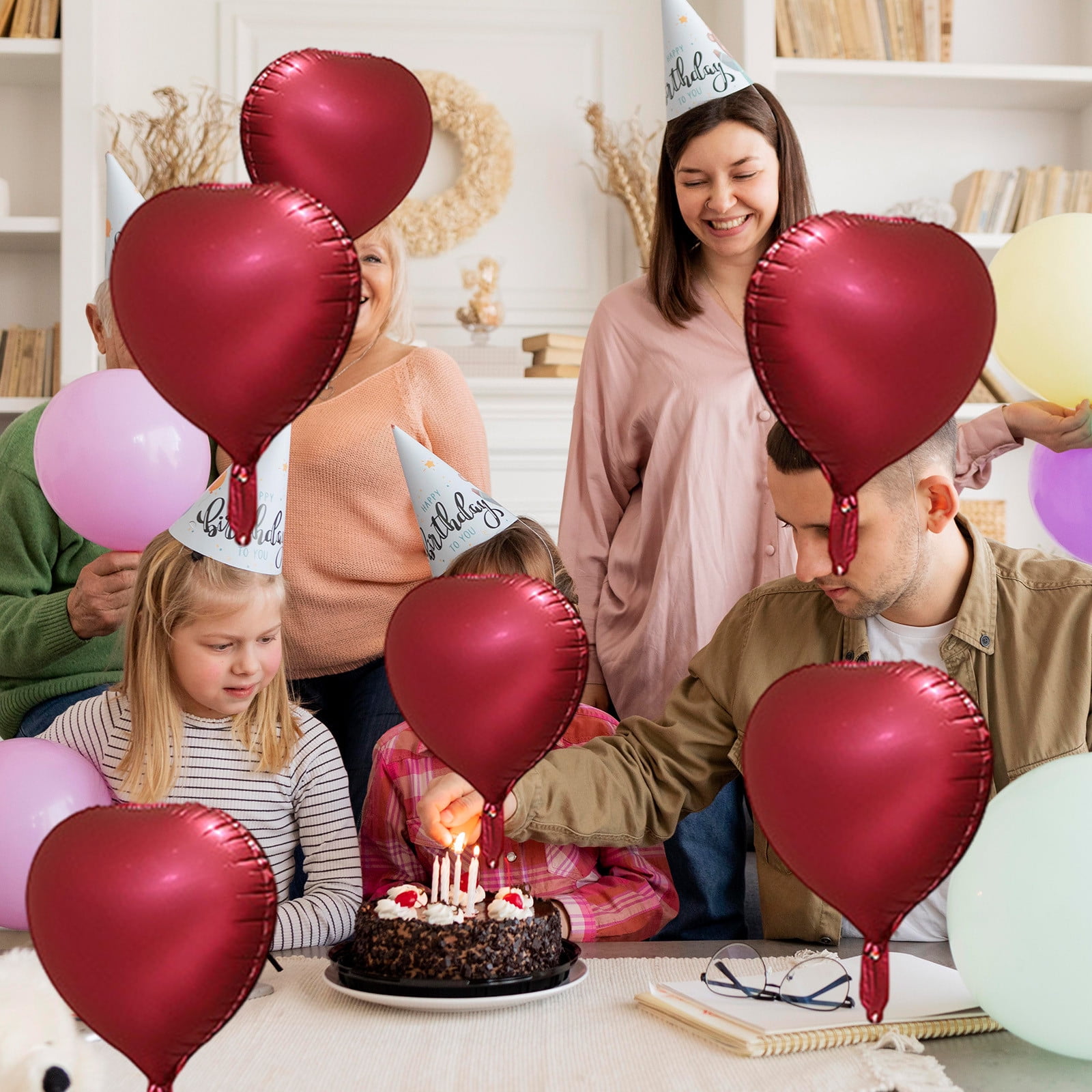 Lksixu 10pcs Heart Foil Balloons - 18inch Heart Shape Mylar Balloons For Romantic Love Valentine Is Day Wedding Birthay Party Decorations Valentines Day Decor 17.32