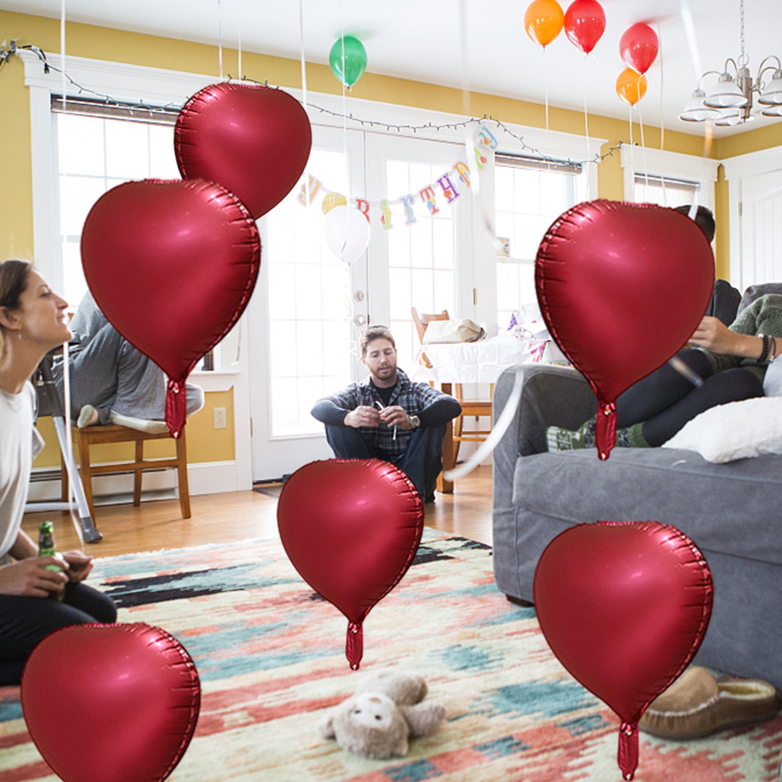 Lksixu 10pcs Heart Foil Balloons - 18inch Heart Shape Mylar Balloons For Romantic Love Valentine Is Day Wedding Birthay Party Decorations Valentines Day Decor 17.32