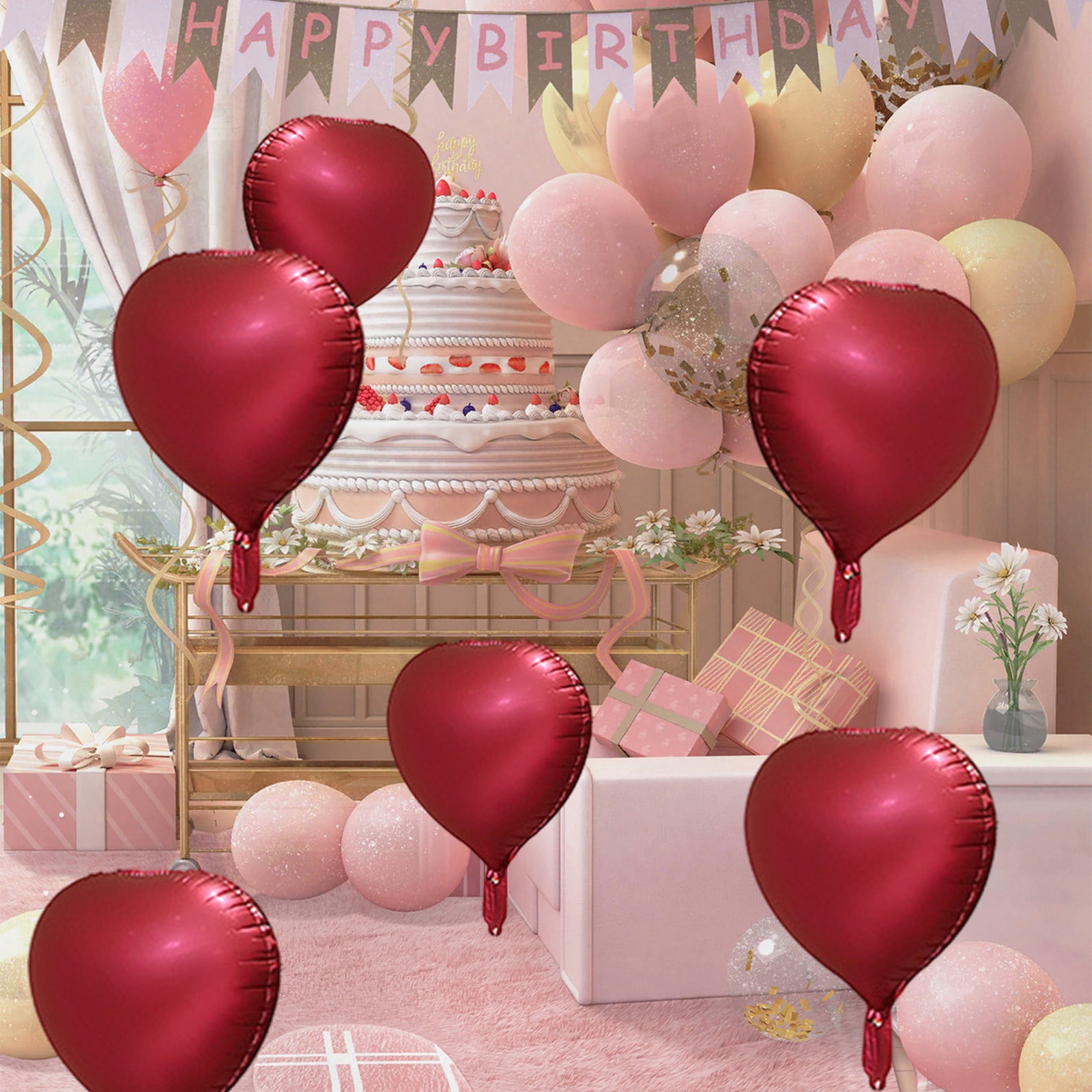 Lksixu 10pcs Heart Foil Balloons - 18inch Heart Shape Mylar Balloons For Romantic Love Valentine Is Day Wedding Birthay Party Decorations Valentines Day Decor 17.32