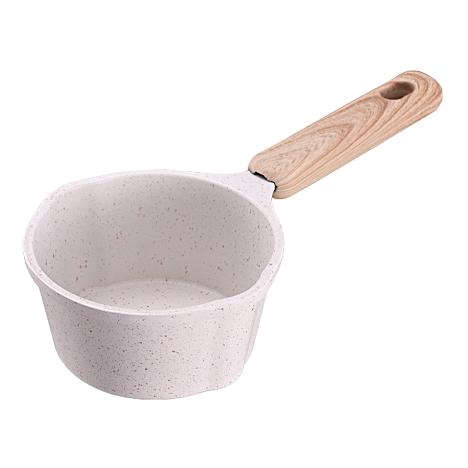 Chmadoxn Kitchen Supplies Saucepan Nonstick Pan Small Soup Pots for Cooking, Milk Pot Compatible for All Stoves, Milk Pan with Removeable Handle, Oven& Dishwasher Safe 3.34×2.16 in White - Image 1