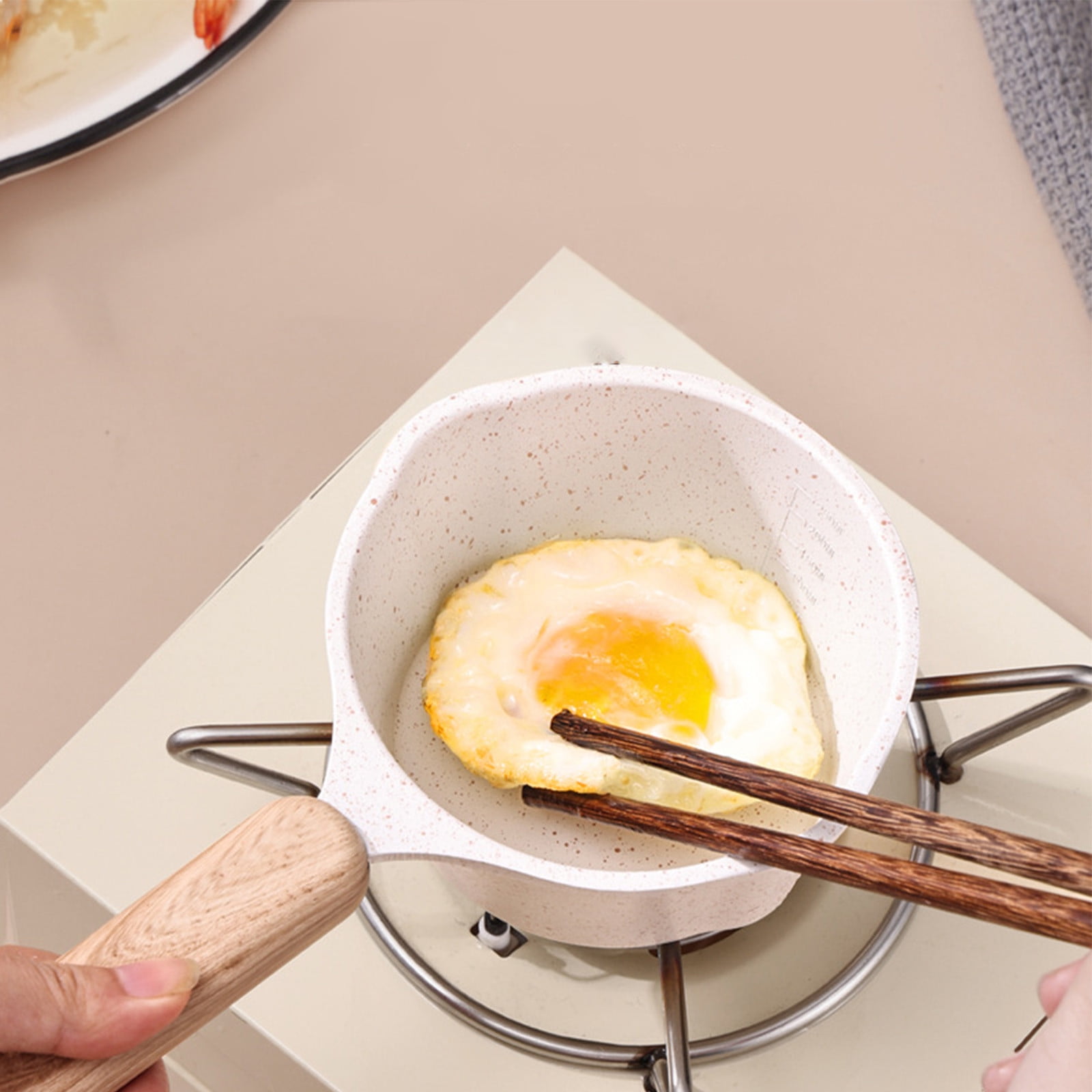 Chmadoxn Kitchen Supplies Saucepan Nonstick Pan Small Soup Pots for Cooking, Milk Pot Compatible for All Stoves, Milk Pan with Removeable Handle, Oven& Dishwasher Safe 3.34×2.16 in White - Image 4