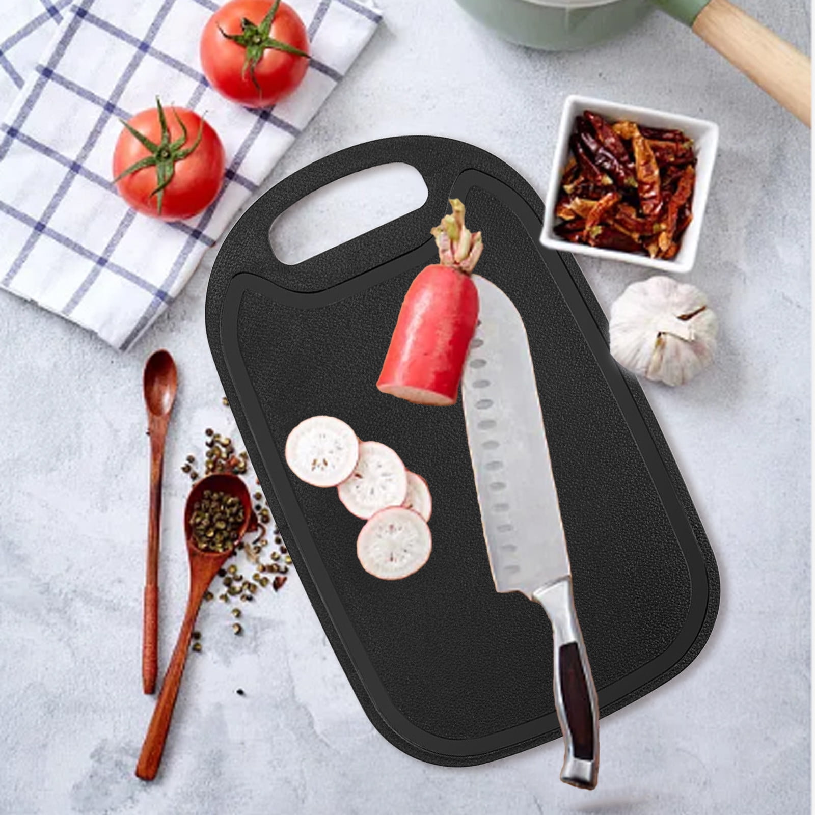 Chmadoxn Plastic Cutting Boards for Kitchen Dishwasher Safe, Double-sided Design Extra Large Cutting Board for Meat , Easy Grip Handle, Non-Slip, with Grinding Area 12.8