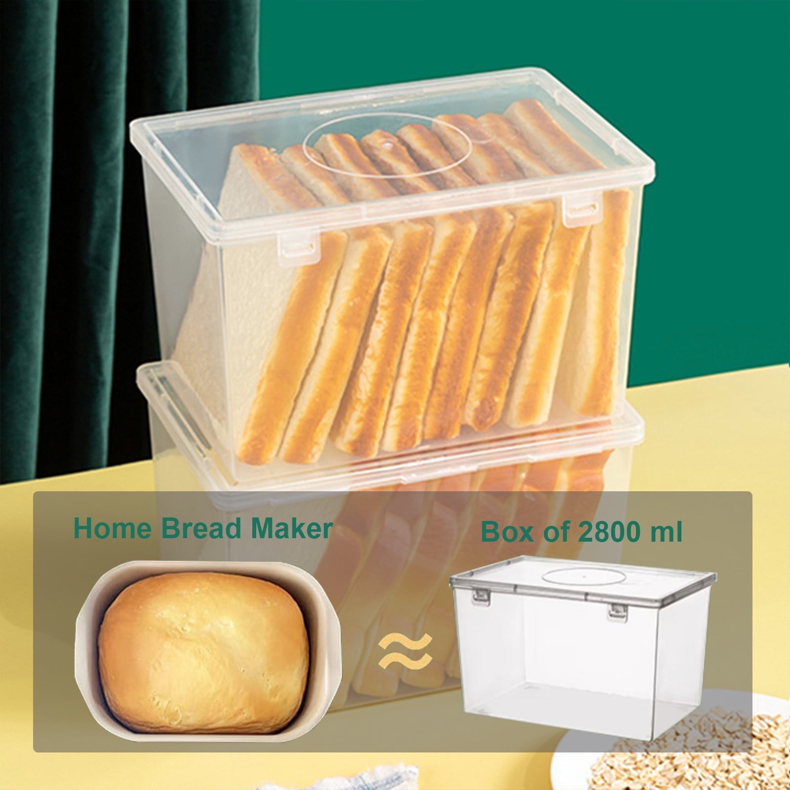 Lksixu Storage Bins with Lids Airtight Bread Storage Containers Bread Bin Plastic Reusable Loaf Cake Clear Bread Dispenser Fresh Bread Organizer Bin （7.48×5.12 in） - Image 4