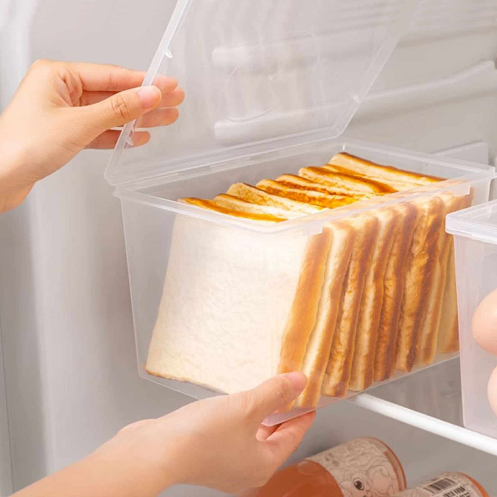 Lksixu Storage Bins with Lids Airtight Bread Storage Containers Bread Bin Plastic Reusable Loaf Cake Clear Bread Dispenser Fresh Bread Organizer Bin （7.48×5.12 in） - Image 5