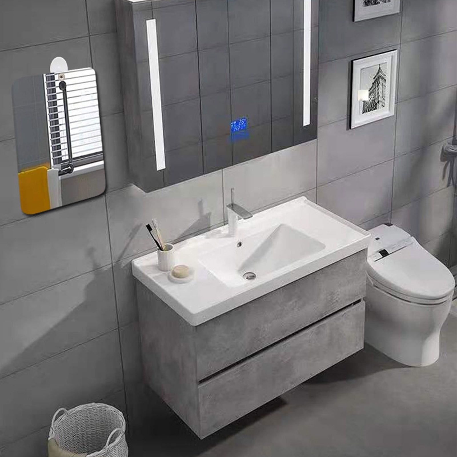 Chmadoxn Large Fogless Shower Mirror （9.84×7.87 inch）, Includes 1 Adhesive Hooks, Anit-Fog Shower Mirror, Shower Makeup Shave Mirror, Frameless Shower Mirror, Wall Hanging Mirror - Image 5