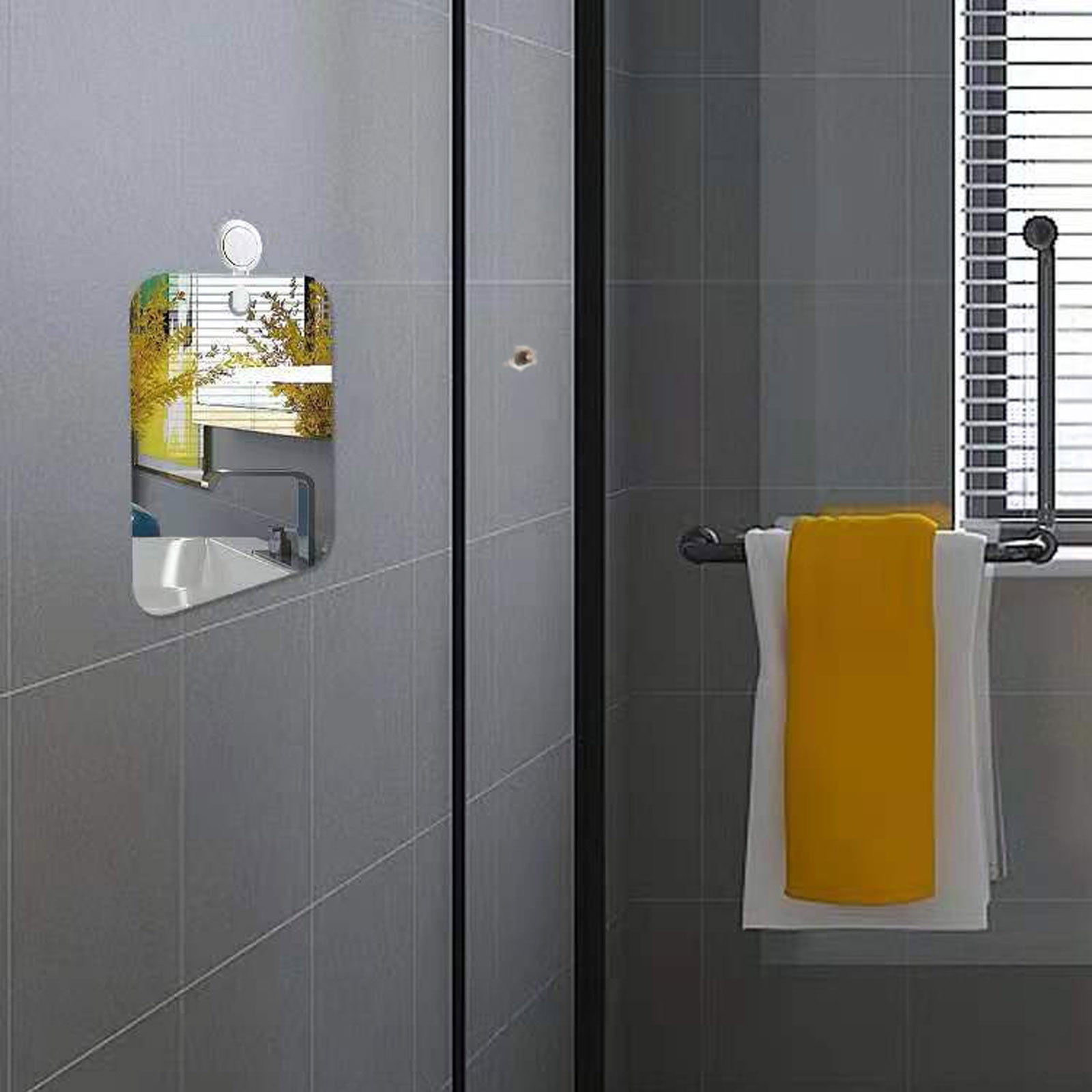 Chmadoxn Large Fogless Shower Mirror （9.84×7.87 inch）, Includes 1 Adhesive Hooks, Anit-Fog Shower Mirror, Shower Makeup Shave Mirror, Frameless Shower Mirror, Wall Hanging Mirror - Image 6