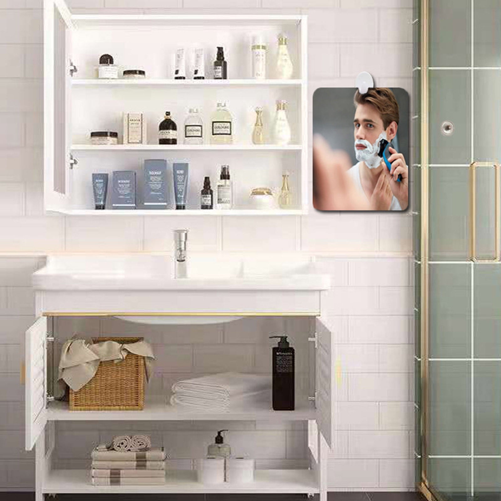 Chmadoxn Large Fogless Shower Mirror （9.84×7.87 inch）, Includes 1 Adhesive Hooks, Anit-Fog Shower Mirror, Shower Makeup Shave Mirror, Frameless Shower Mirror, Wall Hanging Mirror - Image 7