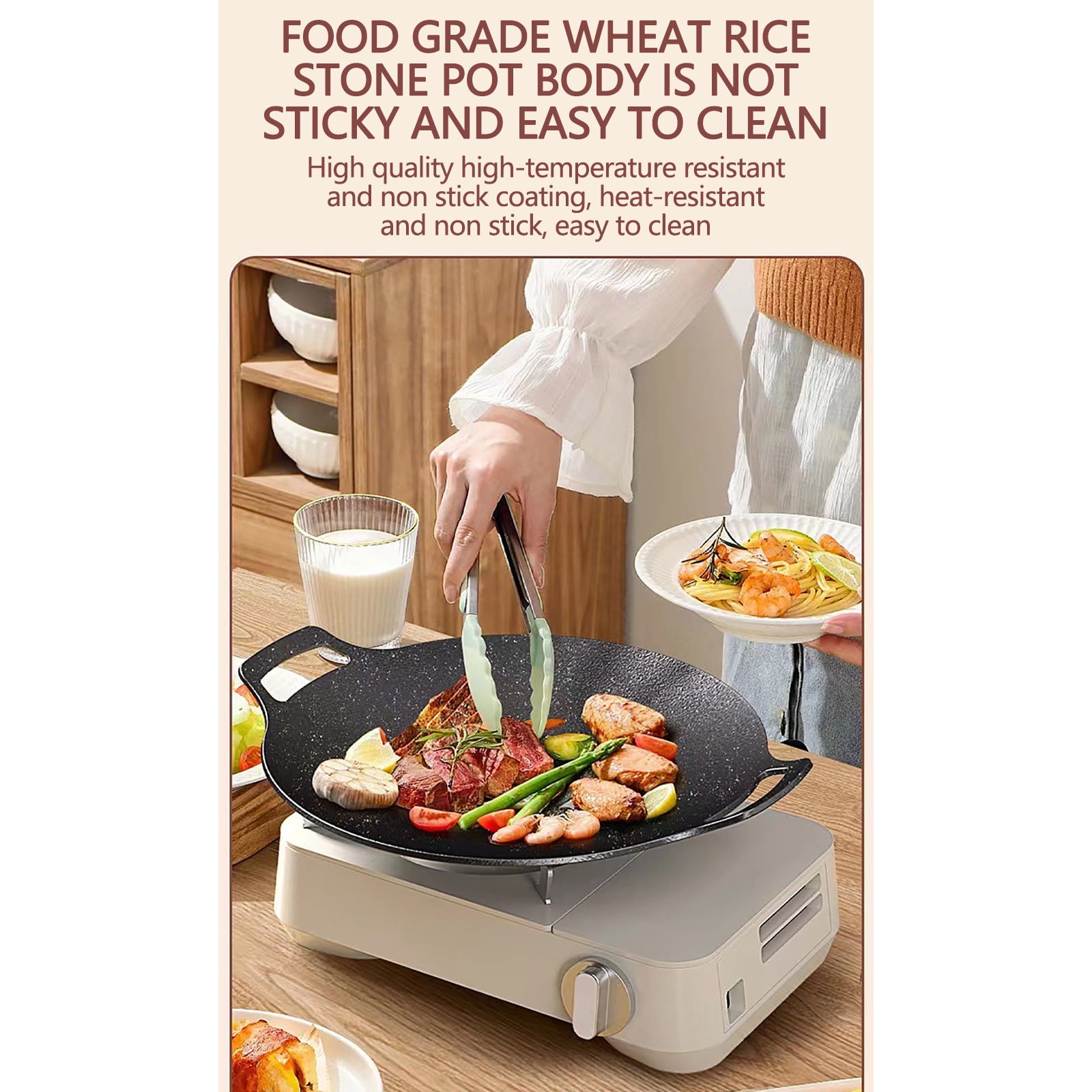 Chmadoxn Diameter 10.9 inch Universal Cast Iron Grill Pan, Large Round Cast Iron Pan with Two Handles, Multifunctional Frying Pan 10.9