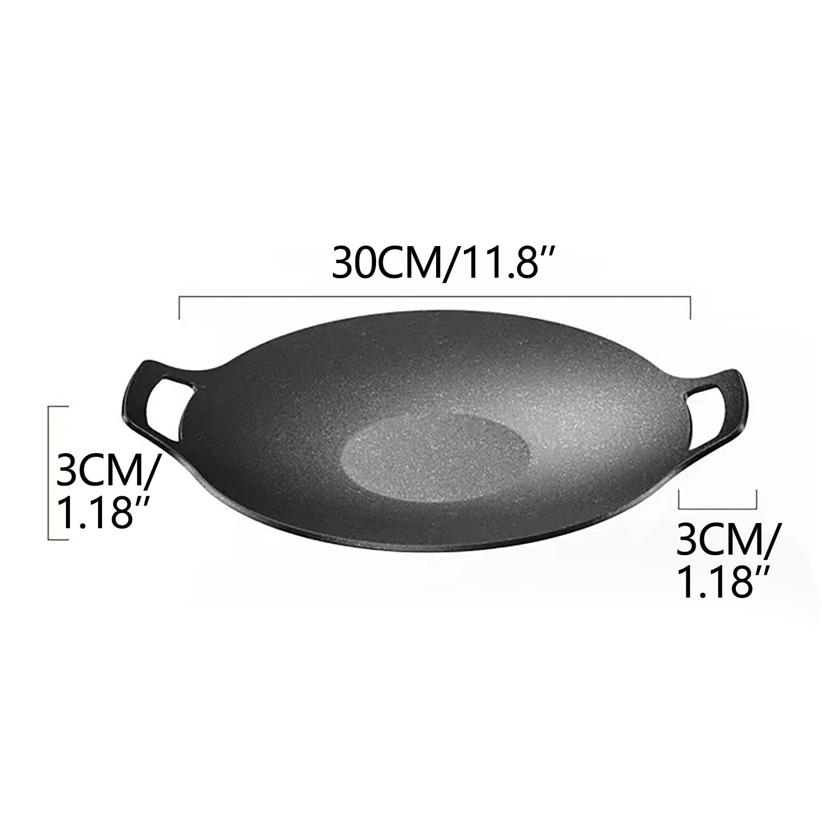 Chmadoxn Diameter 10.9 inch Universal Cast Iron Grill Pan, Large Round Cast Iron Pan with Two Handles, Multifunctional Frying Pan As Show B - Image 2