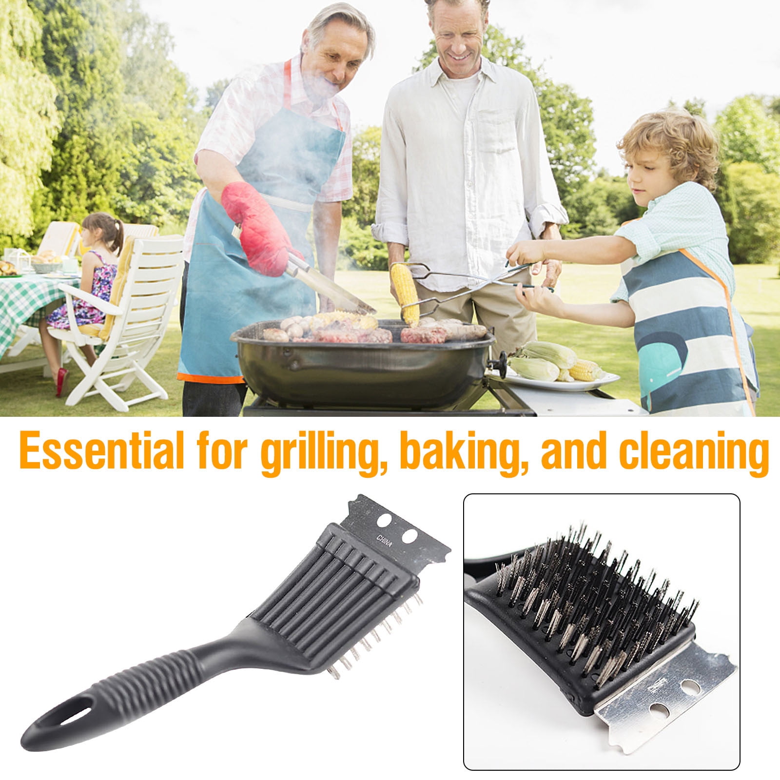 Chmadoxn Stainless Steel Grill Cleaning Brush, Wire Brush, Grill Brush Cleaner Tool with Scraper and Wire Brush for Gas, Electric, Charcoal Grill, BBQ Grill, r, Grill Grate - Image 2