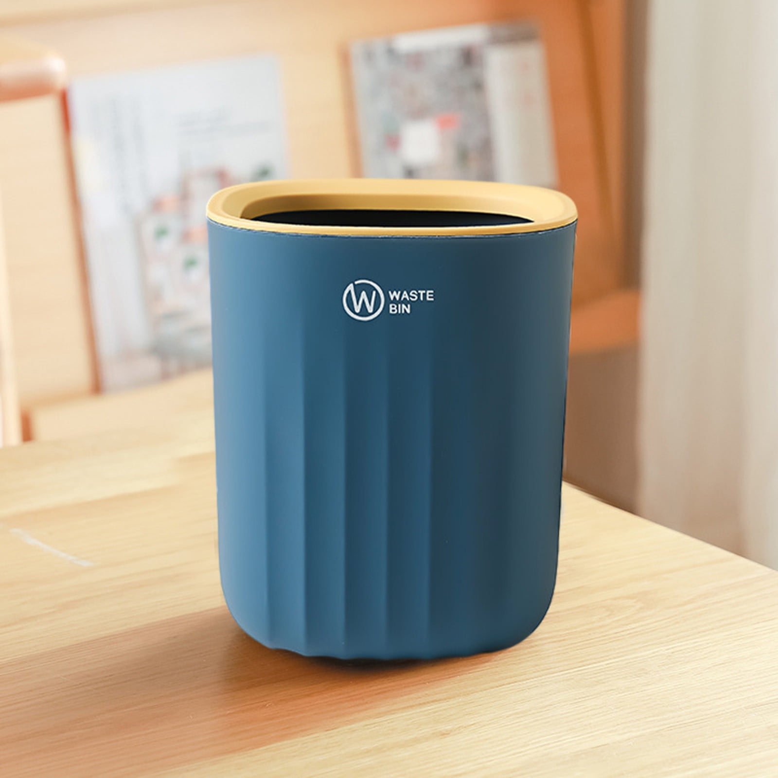 Chmadoxn Bathroom Trash Can, Plastic Rectangular Garbage Can for Kitchen, Bedroom, Living Room, Small Indoor Waste Basket 4.52×5.9 in Blue - Image 4