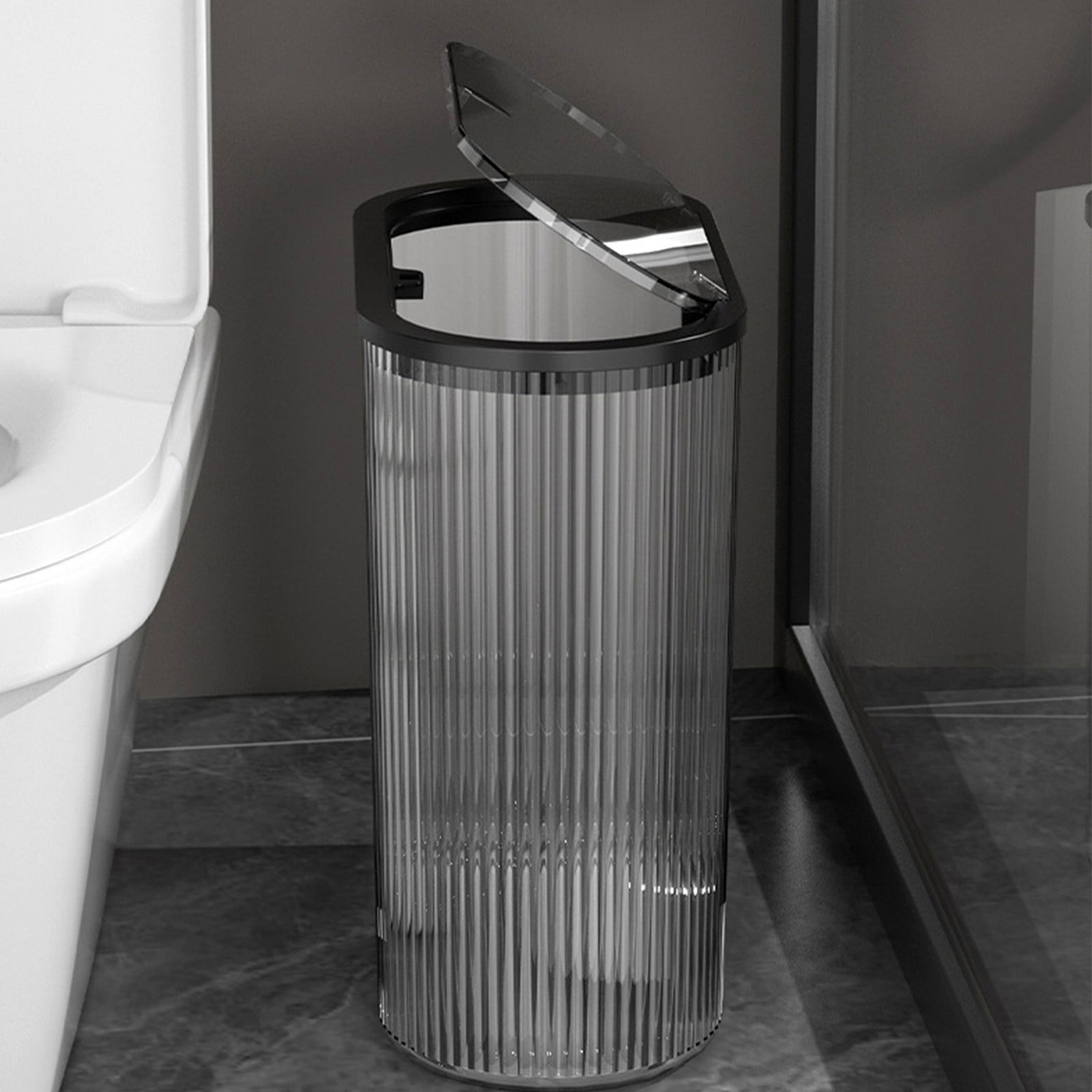 Chmadoxn Transparent Trash Can, Bathroom Trash Cans with Lids, Plastic Slim Waste Basket with Press Top Lid, Clear Garbage Can for Bathroom, Bedroom, Kitchen,Home,Office 11.22×11.73×5.62 in Clear - Image 2