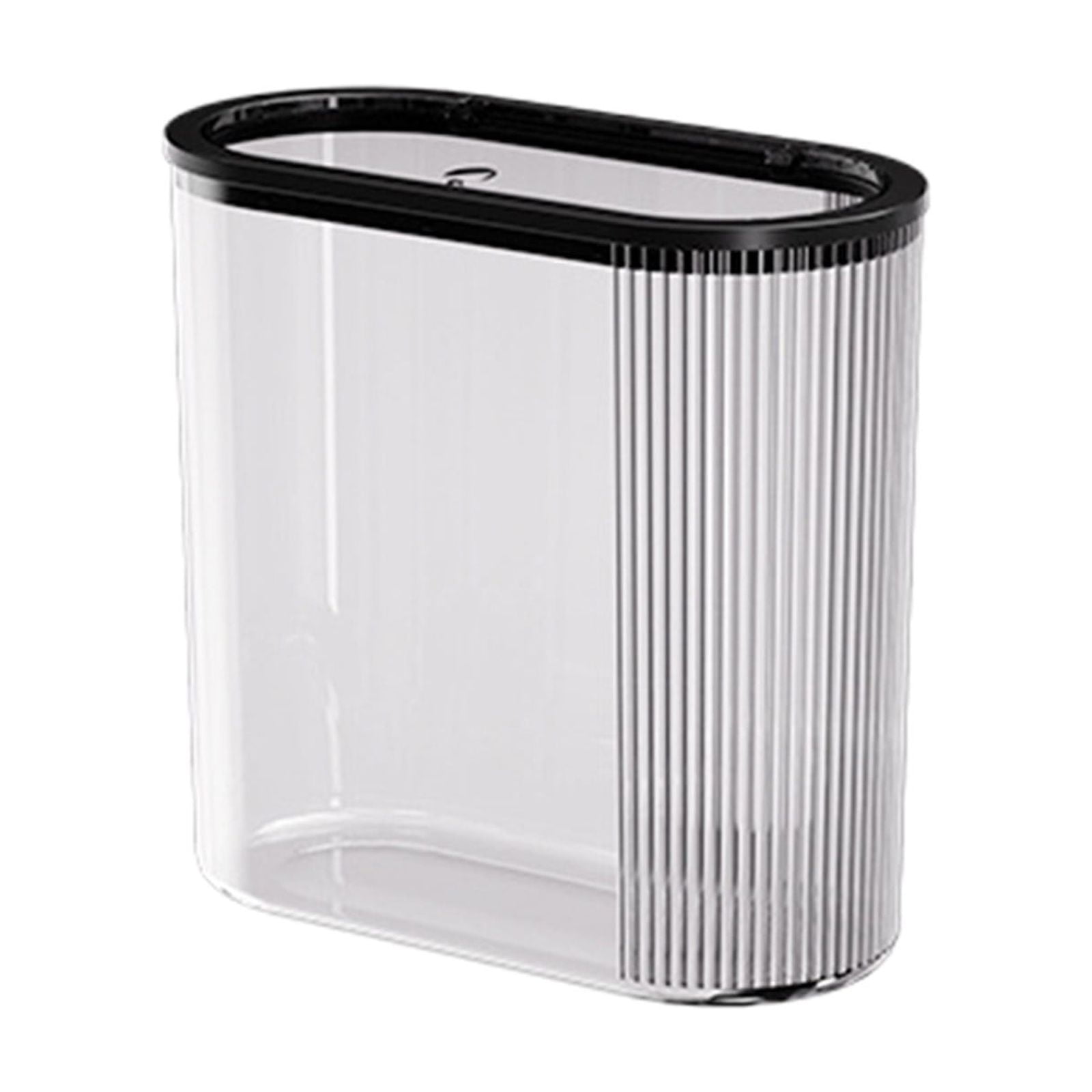Chmadoxn Transparent Trash Can, Bathroom Trash Cans with Lids, Plastic Slim Waste Basket with Press Top Lid, Clear Garbage Can for Bathroom, Bedroom, Kitchen,Home,Office 11.22×11.73×5.62 in Gray - Image 1
