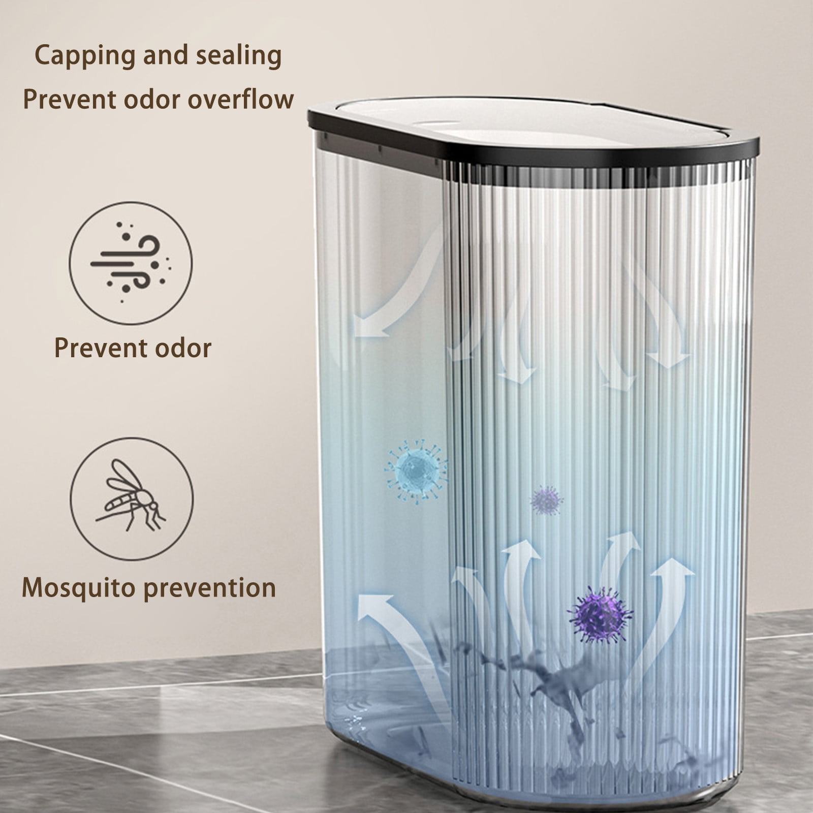 Chmadoxn Transparent Trash Can, Bathroom Trash Cans with Lids, Plastic Slim Waste Basket with Press Top Lid, Clear Garbage Can for Bathroom, Bedroom, Kitchen,Home,Office 11.22×11.73×5.62 in Gray - Image 6