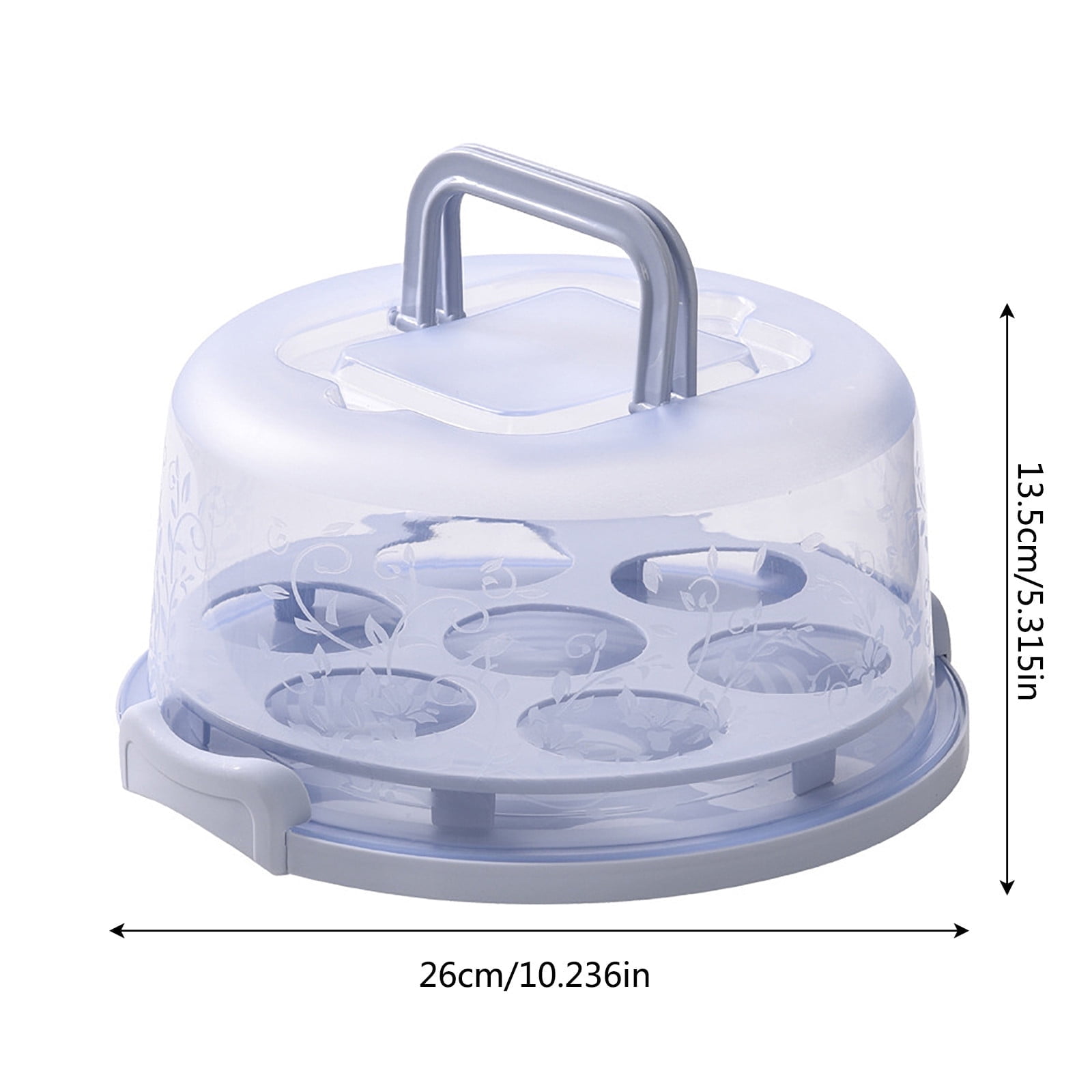 Lksixu Cake Box Round Cake Stand with Lid and Foldable Handle 10 Inch Portable Cake Container Cake Ornaments, Suitable for Storage Birthday Cakes Cupcakes Nuts Fruits 10