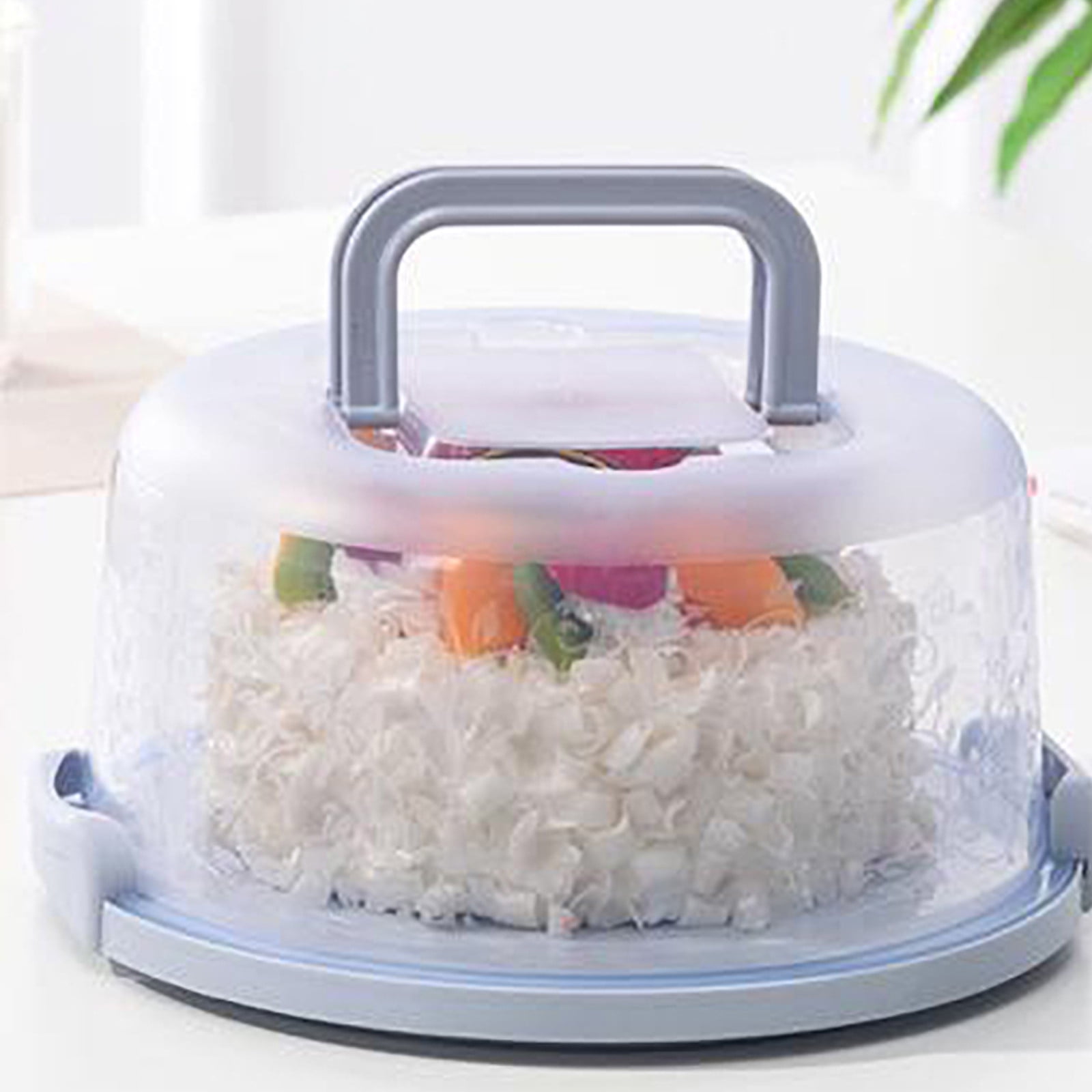 Lksixu Cake Box Round Cake Stand with Lid and Foldable Handle 10 Inch Portable Cake Container Cake Ornaments, Suitable for Storage Birthday Cakes Cupcakes Nuts Fruits 10