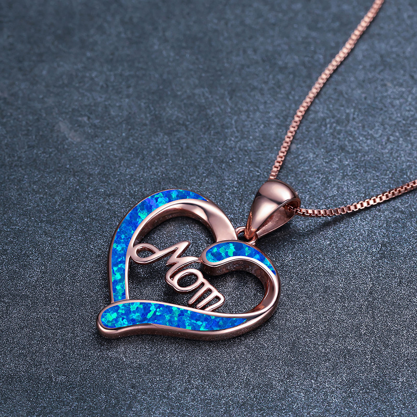 Chmadoxn Necklace for Mom 925 Silver Love Heart Pendant Necklace Birthstones Jewelry Blue Sapphire Pearl Simulated and More Stones Jewelry Women Birthday Mother's Day Rose Gold - Image 5