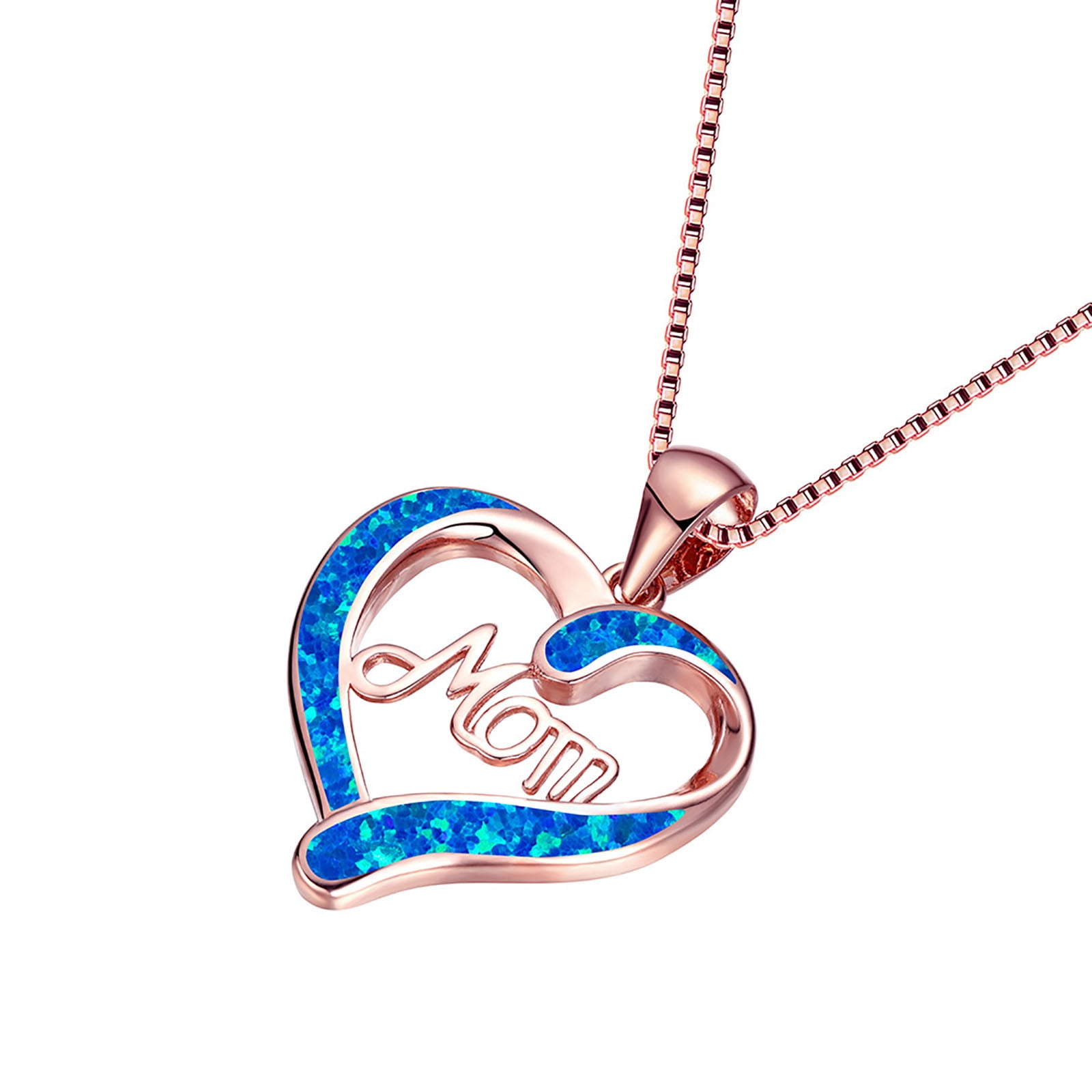 Chmadoxn Necklace for Mom 925 Silver Love Heart Pendant Necklace Birthstones Jewelry Blue Sapphire Pearl Simulated and More Stones Jewelry Women Birthday Mother's Day Rose Gold - Image 6
