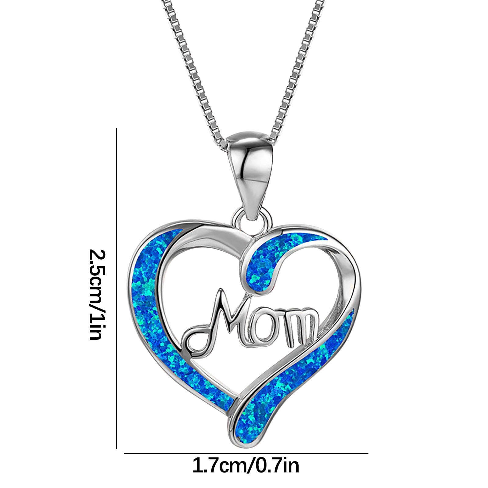 Chmadoxn Necklace for Mom 925 Silver Love Heart Pendant Necklace Birthstones Jewelry Blue Sapphire Pearl Simulated and More Stones Jewelry Women Birthday Mother's Day Silver - Image 3