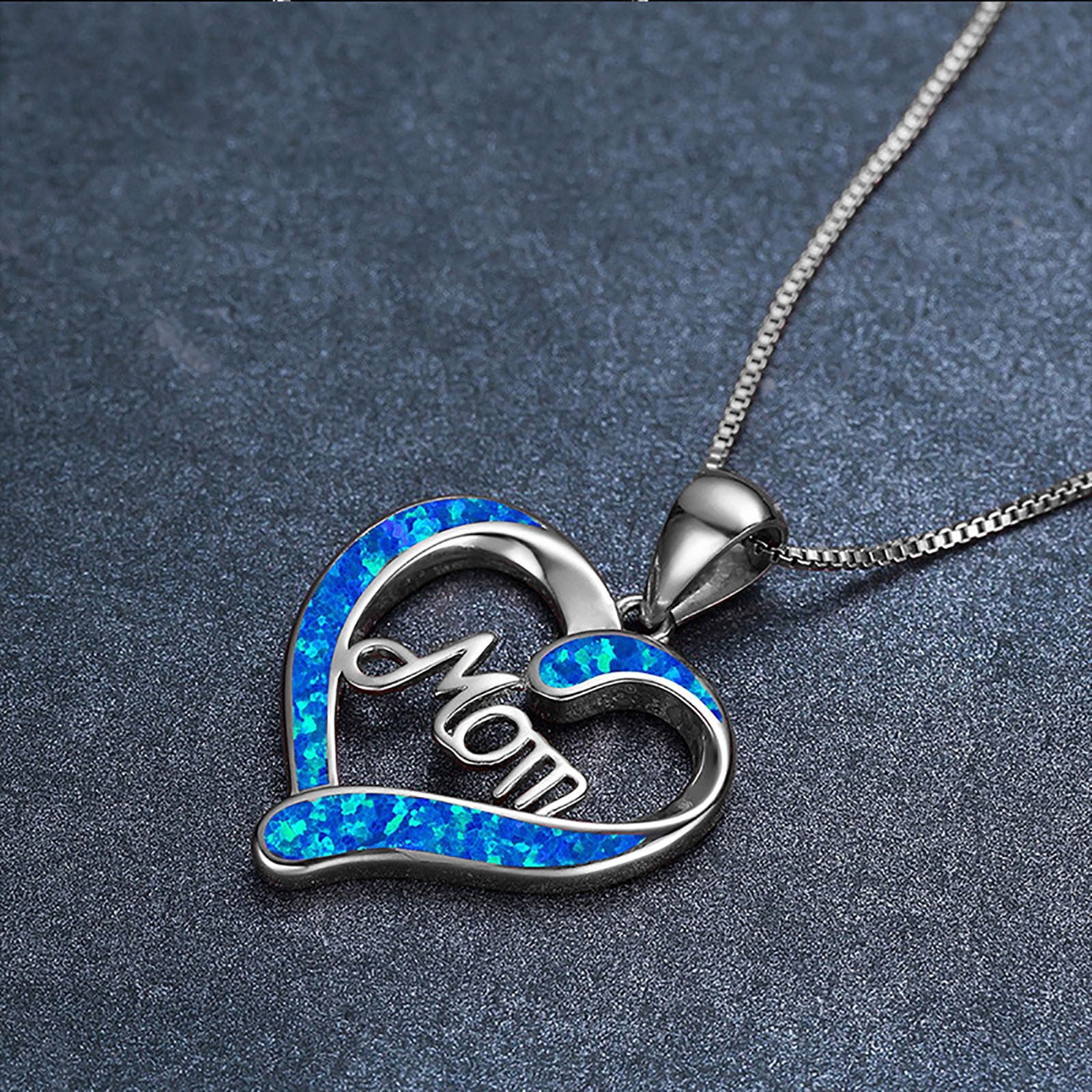 Chmadoxn Necklace for Mom 925 Silver Love Heart Pendant Necklace Birthstones Jewelry Blue Sapphire Pearl Simulated and More Stones Jewelry Women Birthday Mother's Day Silver - Image 4