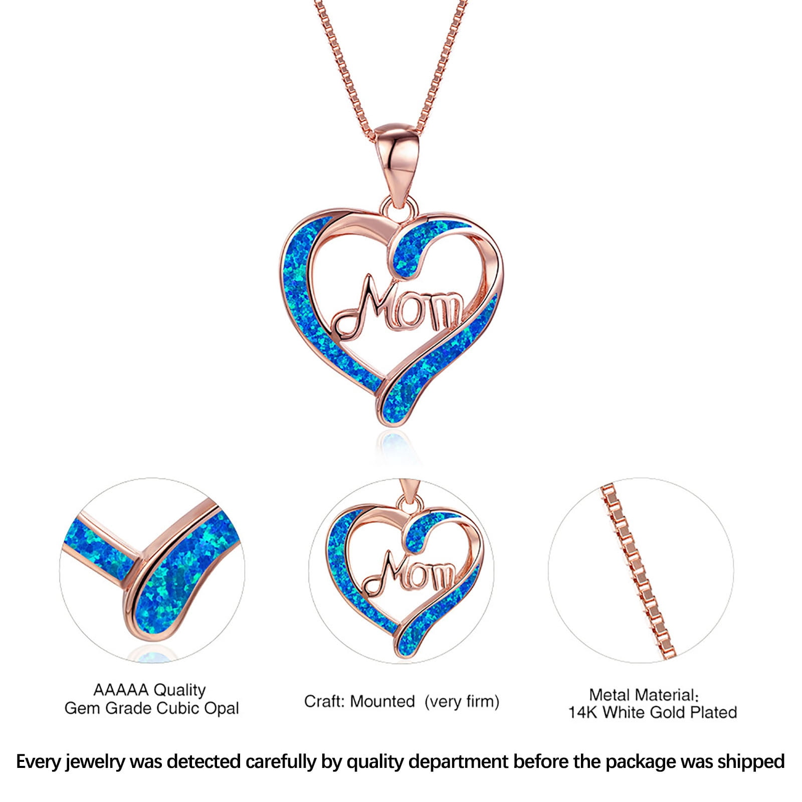 Chmadoxn Necklace for Mom 925 Silver Love Heart Pendant Necklace Birthstones Jewelry Blue Sapphire Pearl Simulated and More Stones Jewelry Women Birthday Mother's Day Silver - Image 6