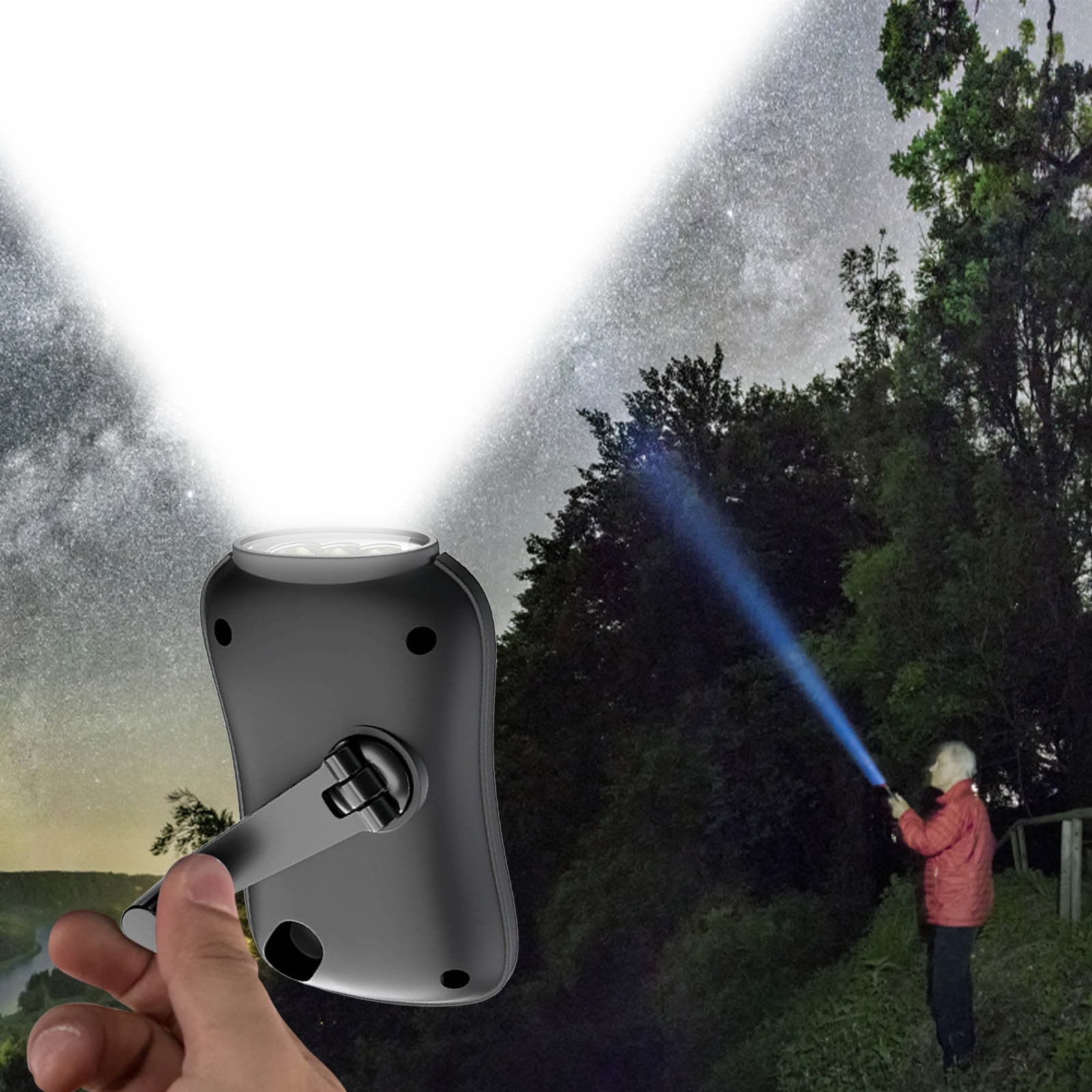 Chmadoxn Crank Flashlight, Emergency Rechargeable LED Flashlight, Portable Camping Light, Self Powered Rechargeable Flashlight for Outdoor Mountaineering Backpack Hiking As Show white - Image 7