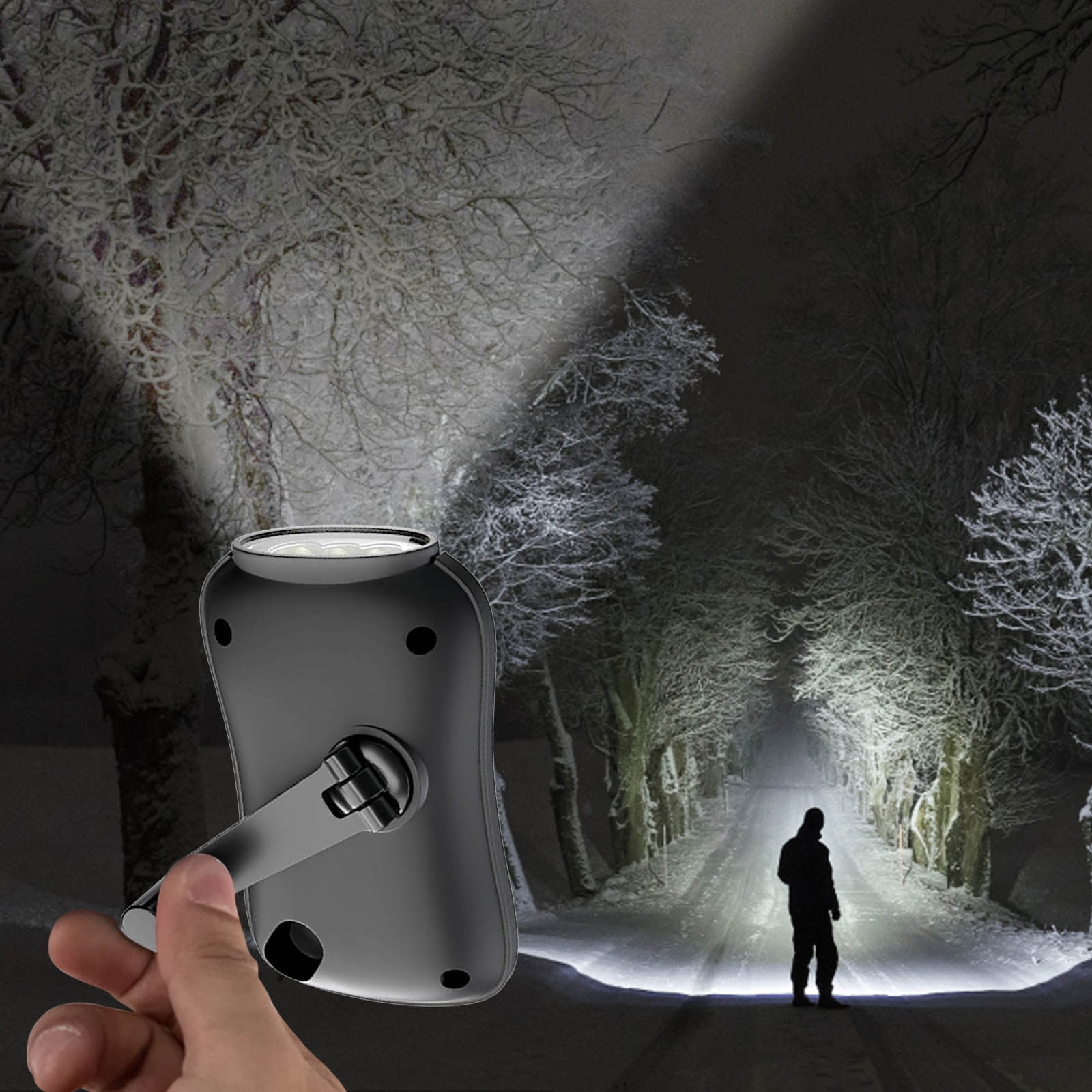 Chmadoxn Crank Flashlight, Emergency Rechargeable LED Flashlight, Portable Camping Light, Self Powered Rechargeable Flashlight for Outdoor Mountaineering Backpack Hiking As Show white - Image 8