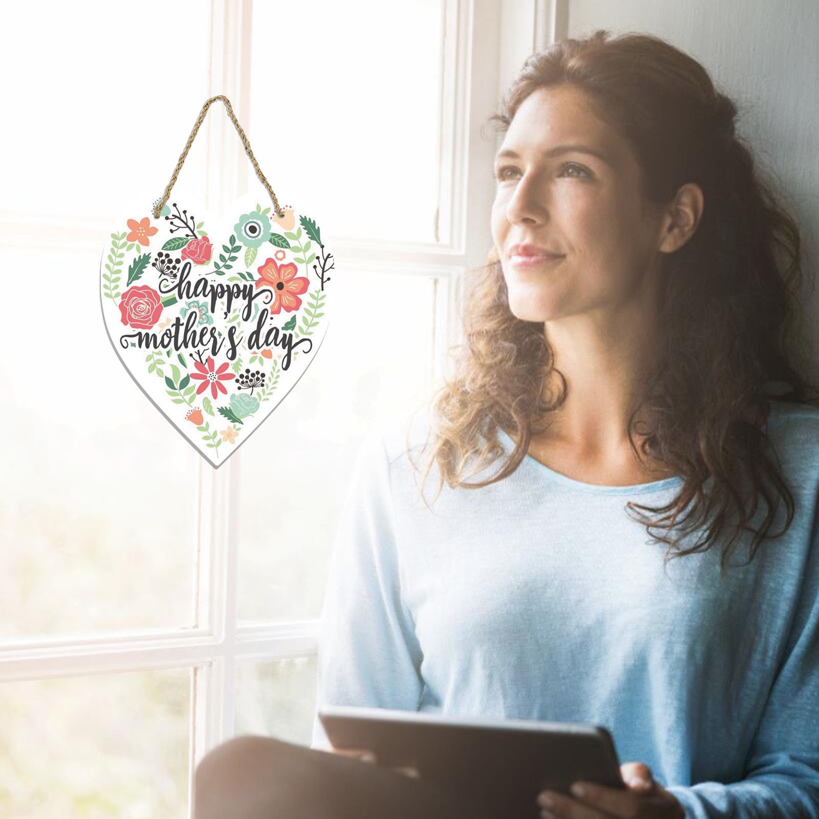 Mothers Day Gifts Chmadoxn Mothers Day Gifts for Mom Front Door Welcome Sign - Heart-Shaped Happy Mother'S Day Sign Mothers Day Decorations O - Image 5