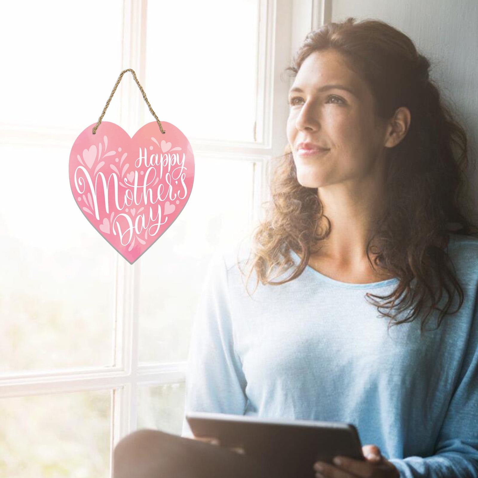 Mothers Day Gifts Chmadoxn Mothers Day Gifts for Mom Front Door Welcome Sign - Heart-Shaped Happy Mother'S Day Sign Mothers Day Decorations P - Image 4