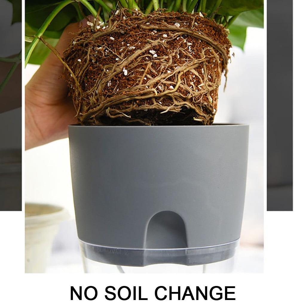 Darzheoy Self Watering Planter, 4 Inch Self Watering Pots for Indoor Plants, Self Watering Planters with Wick Rope for All House Herbs, Plants, Violets and Dahlias Gray - Image 5