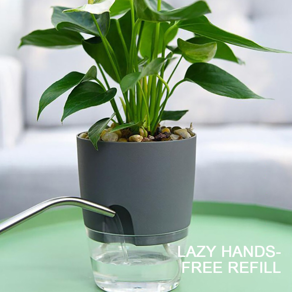 Darzheoy Self Watering Planter, 4 Inch Self Watering Pots for Indoor Plants, Self Watering Planters with Wick Rope for All House Herbs, Plants, Violets and Dahlias Gray - Image 6