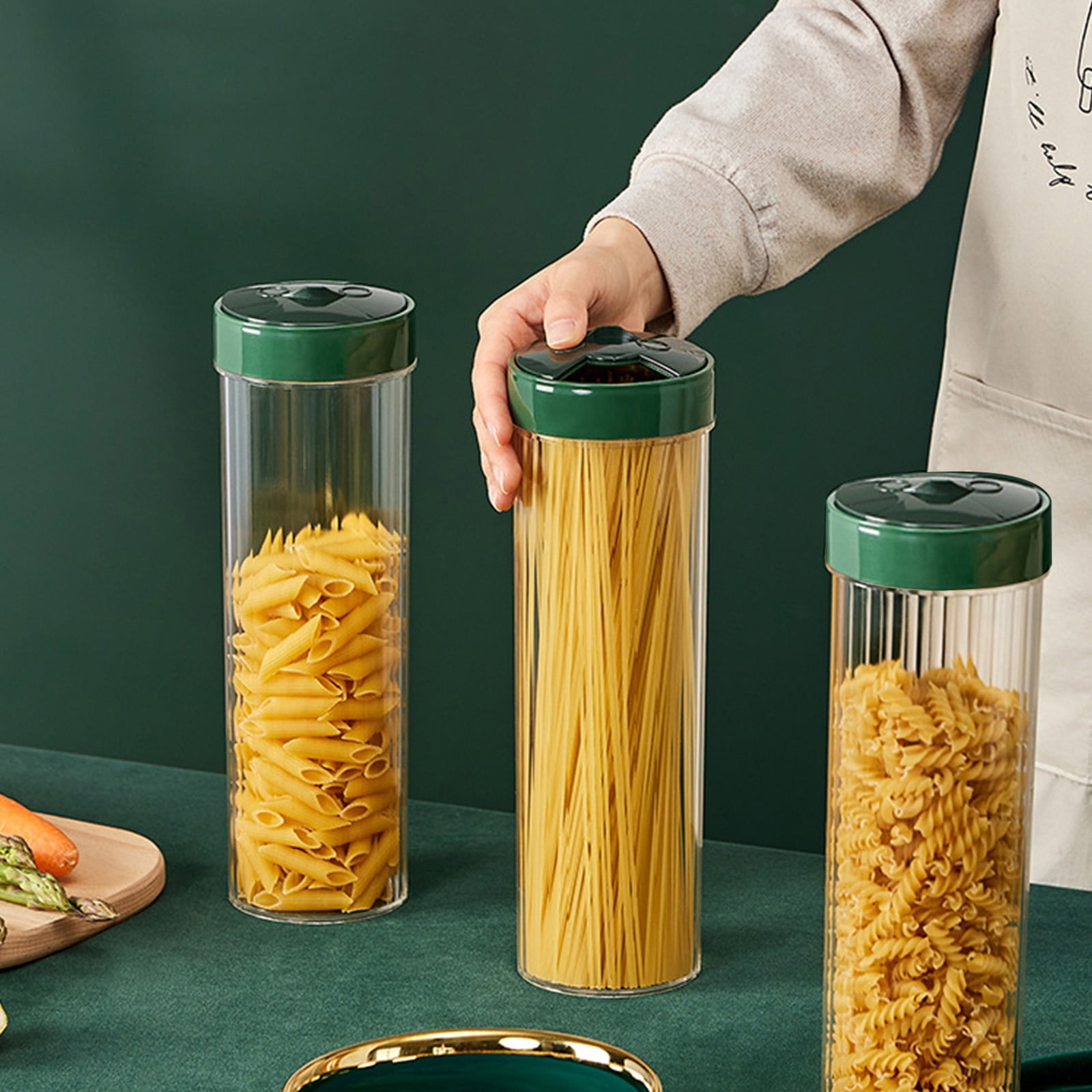Chmadoxn Storage Container With Lid, Tall Clear Airtight Food Storage Jar with Lid Kitchen Pantry Storage Container for Spaghetti Jars Flour Cereals Coffee Beans As Show D - Image 2