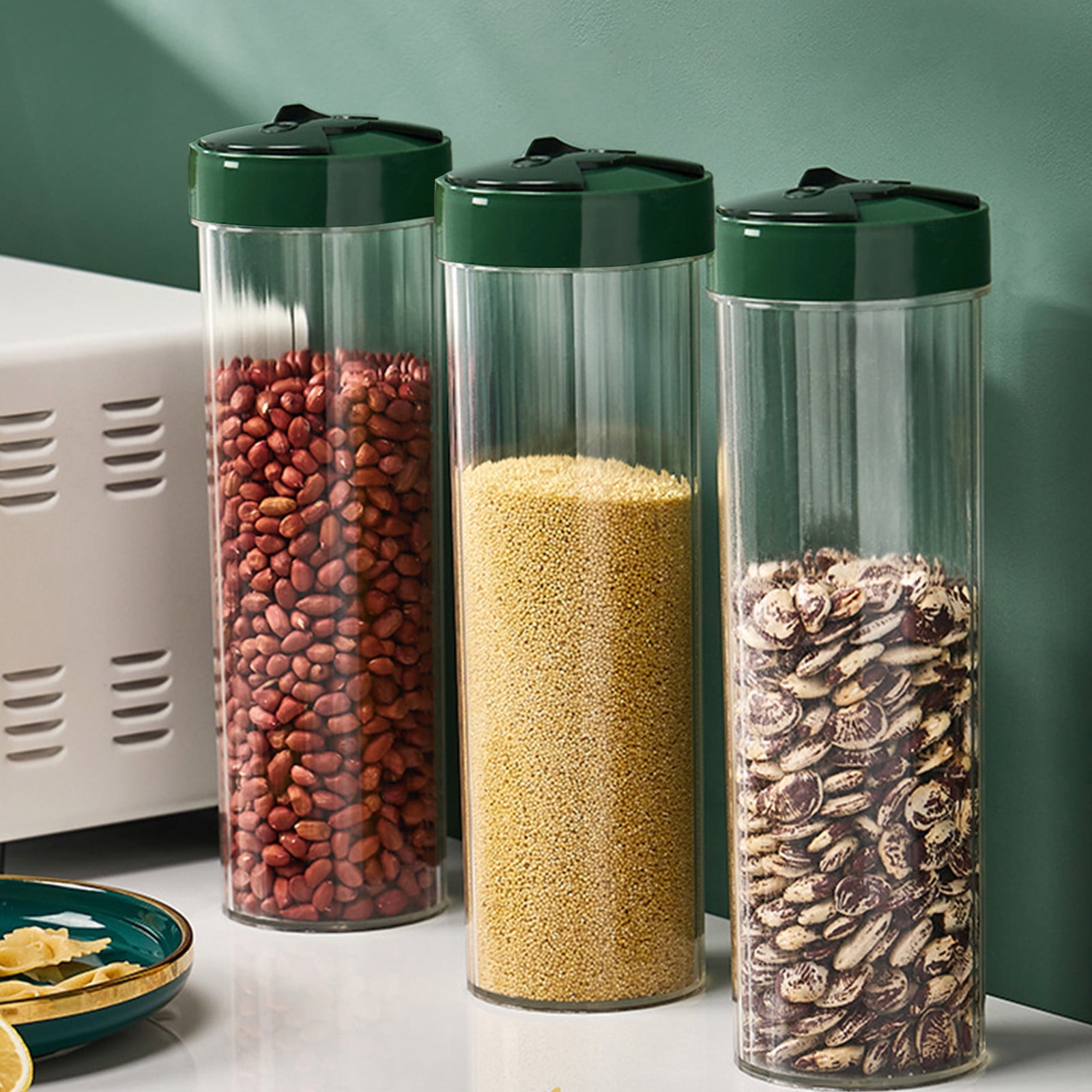 Chmadoxn Storage Container With Lid, Tall Clear Airtight Food Storage Jar with Lid Kitchen Pantry Storage Container for Spaghetti Jars Flour Cereals Coffee Beans As Show D - Image 5