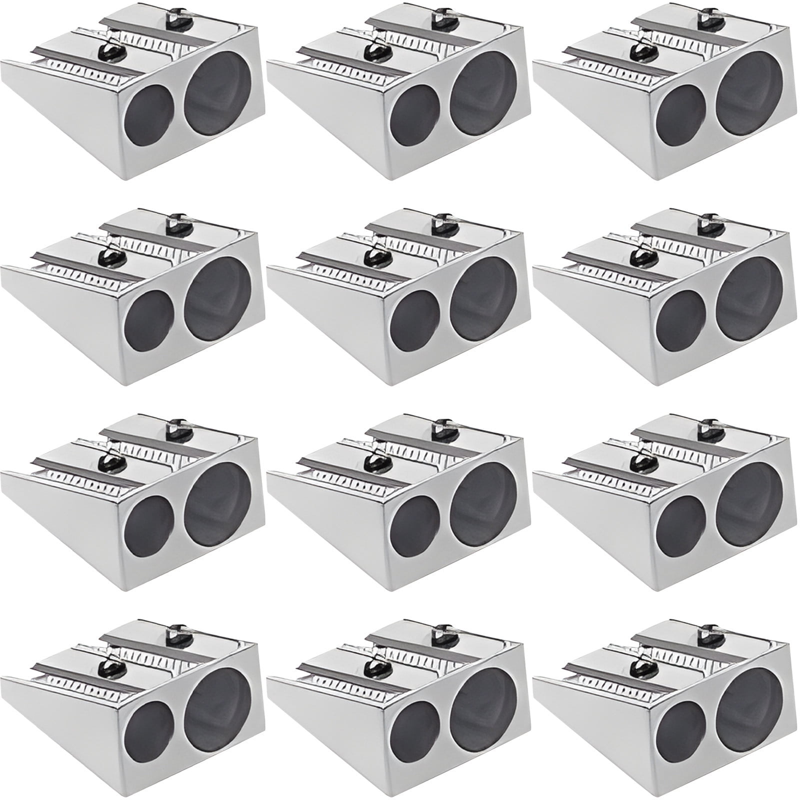 Chmadoxn Pencil Sharpener Survival, Hand Held Pencil Sharpener, Metal Pencil Sharpener Magnesium, 2-Hole Pencil Sharpener Magnesium Alloy Wedge Profile, Magnesium Alloy Pencil Sharpener (12 pc) 0.9×0.9×0.4 in B - Image 1