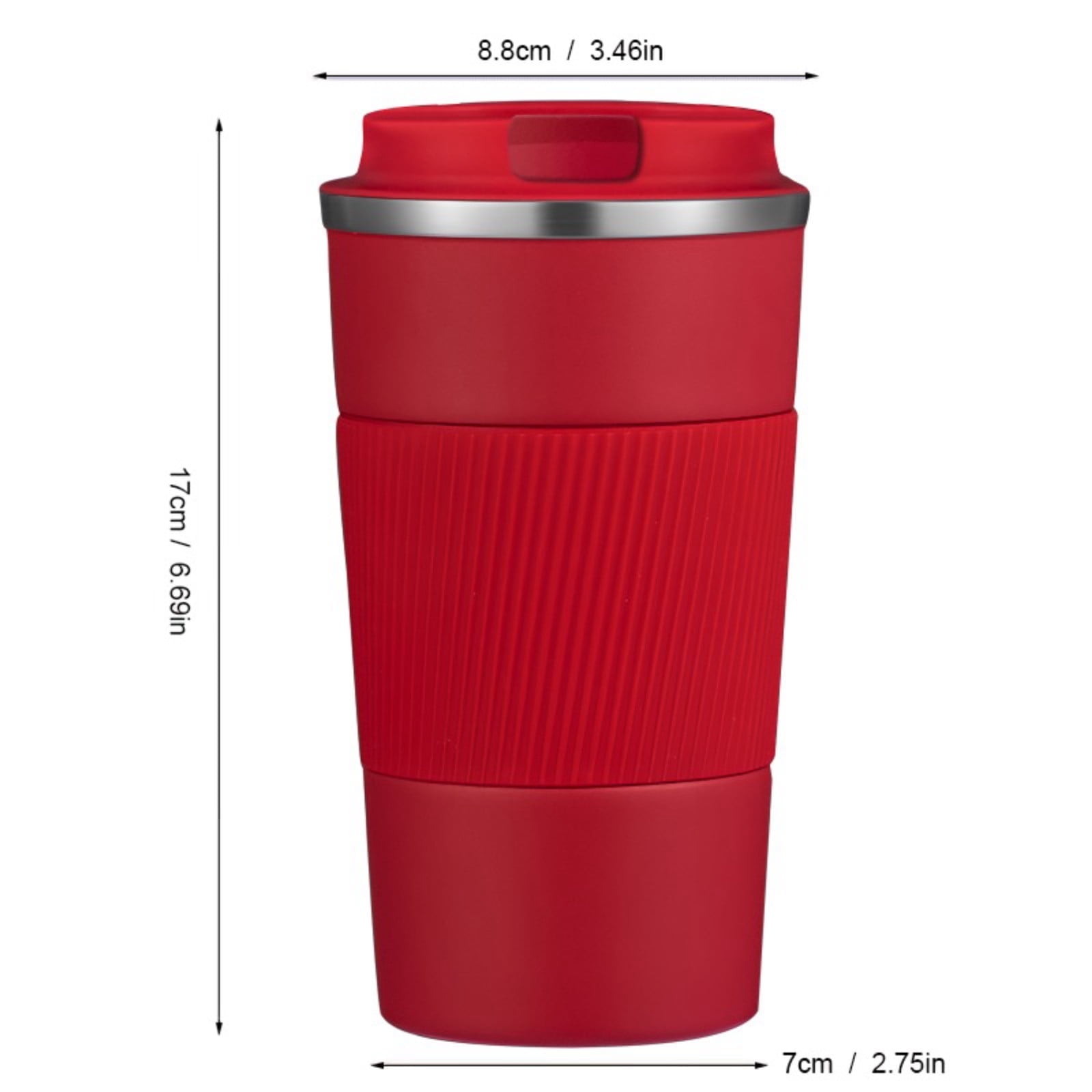 Chmadoxn Car Coffee Cup 510ml Travel Mug Stainless Steel Thermal Insulated Coffee Cup - Vacuum Insulation Water Bottle for Hot and Cold Water Coffee and Tea Black Mug Cafeteria Coffee Cup with Lid 3.46×6.69 in Red - Image 3