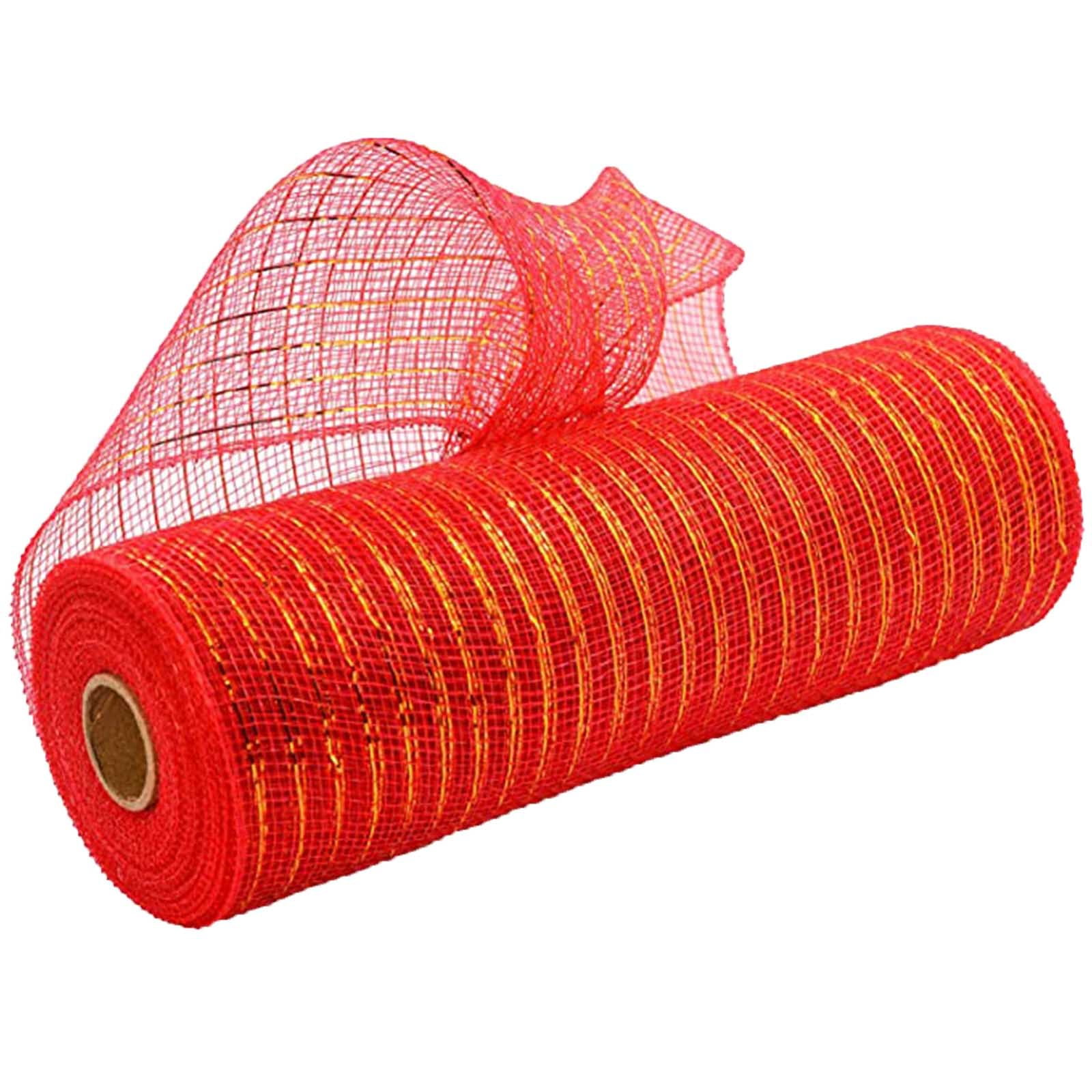 Darzheoy 10 Inch x 30 Feet Deco Poly Mesh Ribbon, Metallic Foil Poly Mesh Ribbon, for Wreaths, Swags, Craft, Wedding, Party and Decorating Supplies Red - Image 2