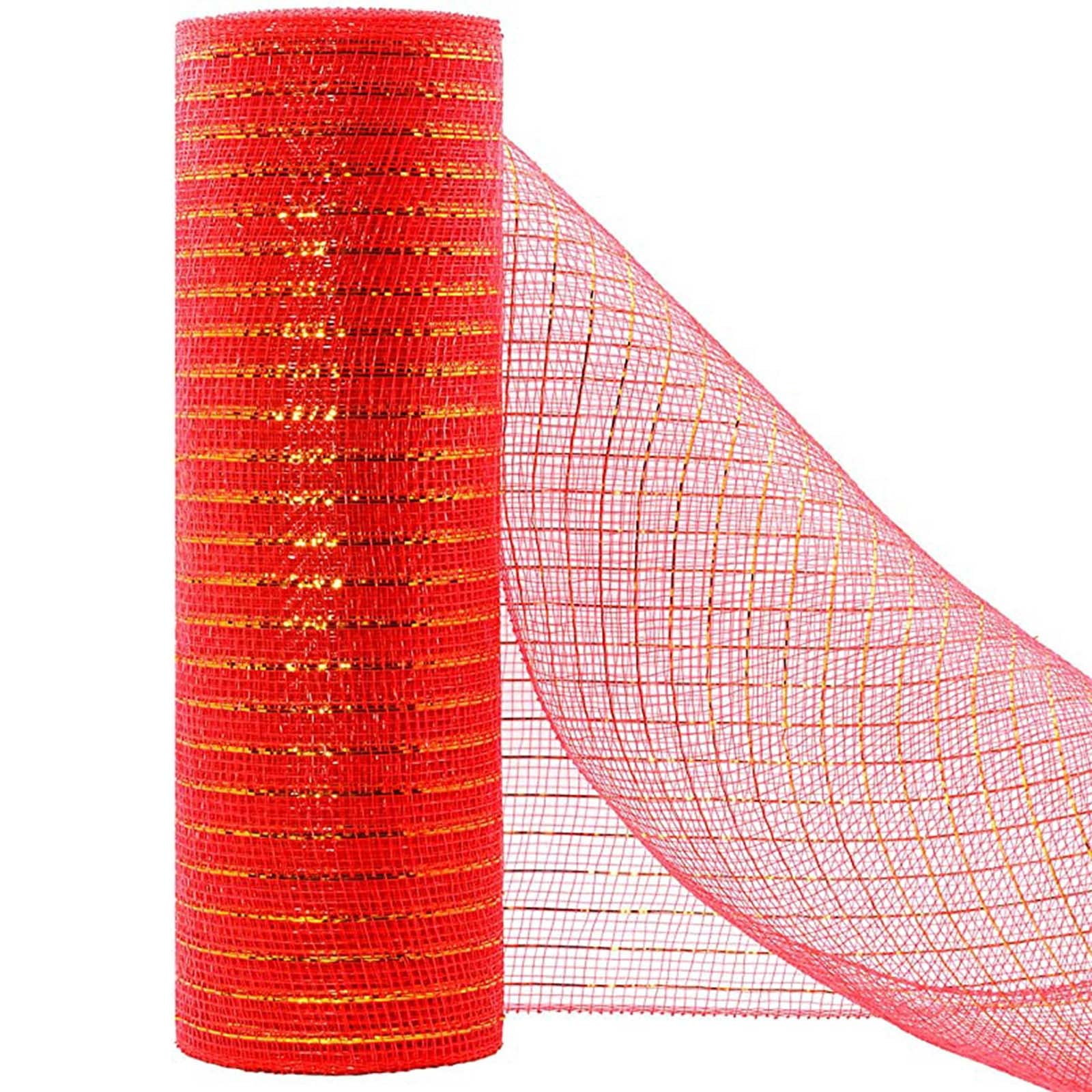 Darzheoy 10 Inch x 30 Feet Deco Poly Mesh Ribbon, Metallic Foil Poly Mesh Ribbon, for Wreaths, Swags, Craft, Wedding, Party and Decorating Supplies Red - Image 3