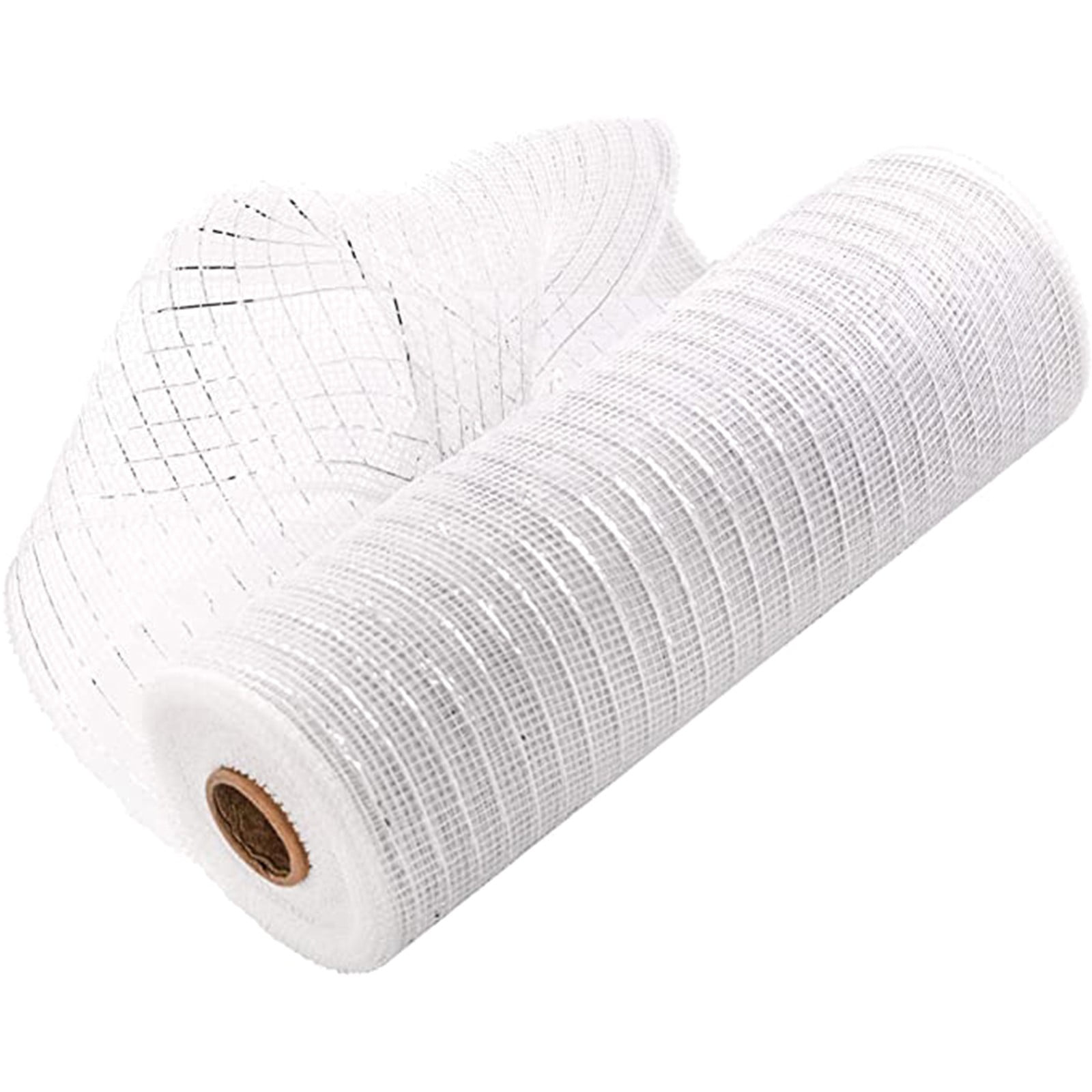 Darzheoy 10 Inch x 30 Feet Deco Poly Mesh Ribbon, Metallic Foil Poly Mesh Ribbon, for Wreaths, Swags, Craft, Wedding, Party and Decorating Supplies White - Image 2