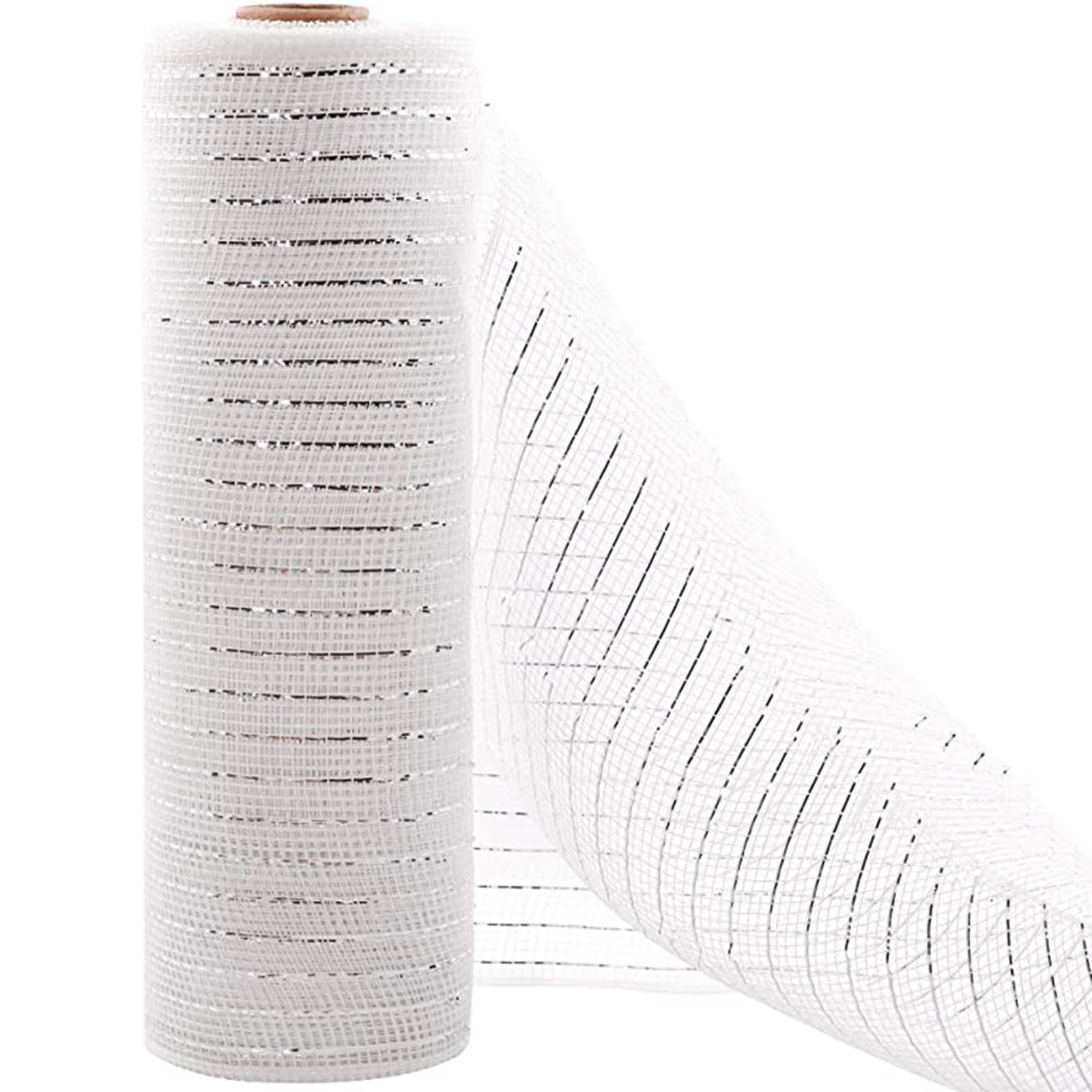 Darzheoy 10 Inch x 30 Feet Deco Poly Mesh Ribbon, Metallic Foil Poly Mesh Ribbon, for Wreaths, Swags, Craft, Wedding, Party and Decorating Supplies White - Image 3