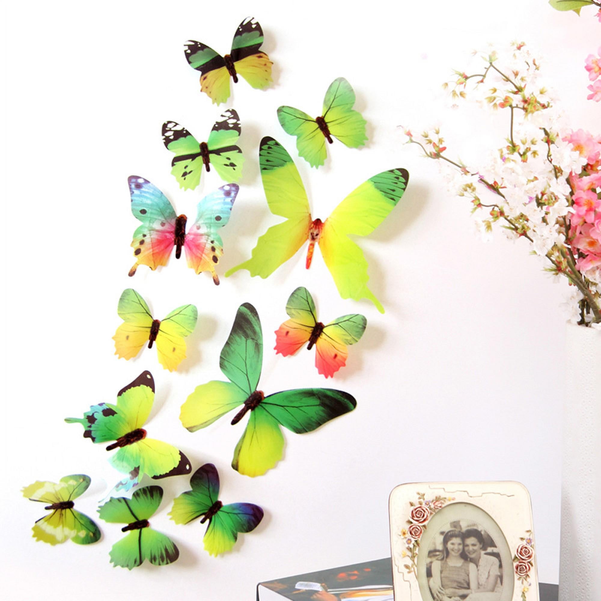 Darzheoy 12Pcs Butterfly Wall Decals, 3D Butterfly Wall Stickers Removable DIY Home Decorations Art Decor Wall Stickers Murals for Kids Bedroom Living Room Classroom Office Green - Image 1