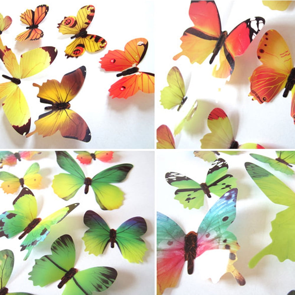 Darzheoy 12Pcs Butterfly Wall Decals, 3D Butterfly Wall Stickers Removable DIY Home Decorations Art Decor Wall Stickers Murals for Kids Bedroom Living Room Classroom Office Pink - Image 4
