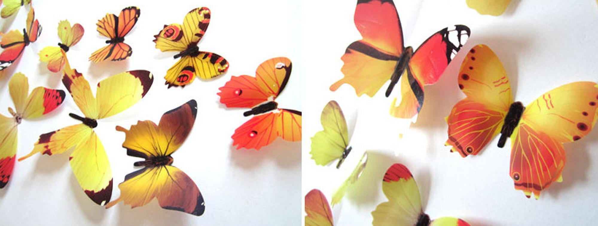 Darzheoy 12Pcs Butterfly Wall Decals, 3D Butterfly Wall Stickers Removable DIY Home Decorations Art Decor Wall Stickers Murals for Kids Bedroom Living Room Classroom Office Yellow - Image 2