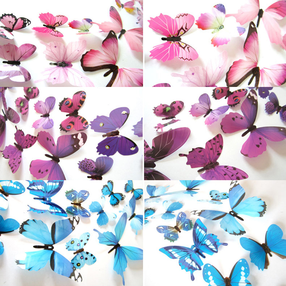 Darzheoy 12Pcs Butterfly Wall Decals, 3D Butterfly Wall Stickers Removable DIY Home Decorations Art Decor Wall Stickers Murals for Kids Bedroom Living Room Classroom Office Yellow - Image 3