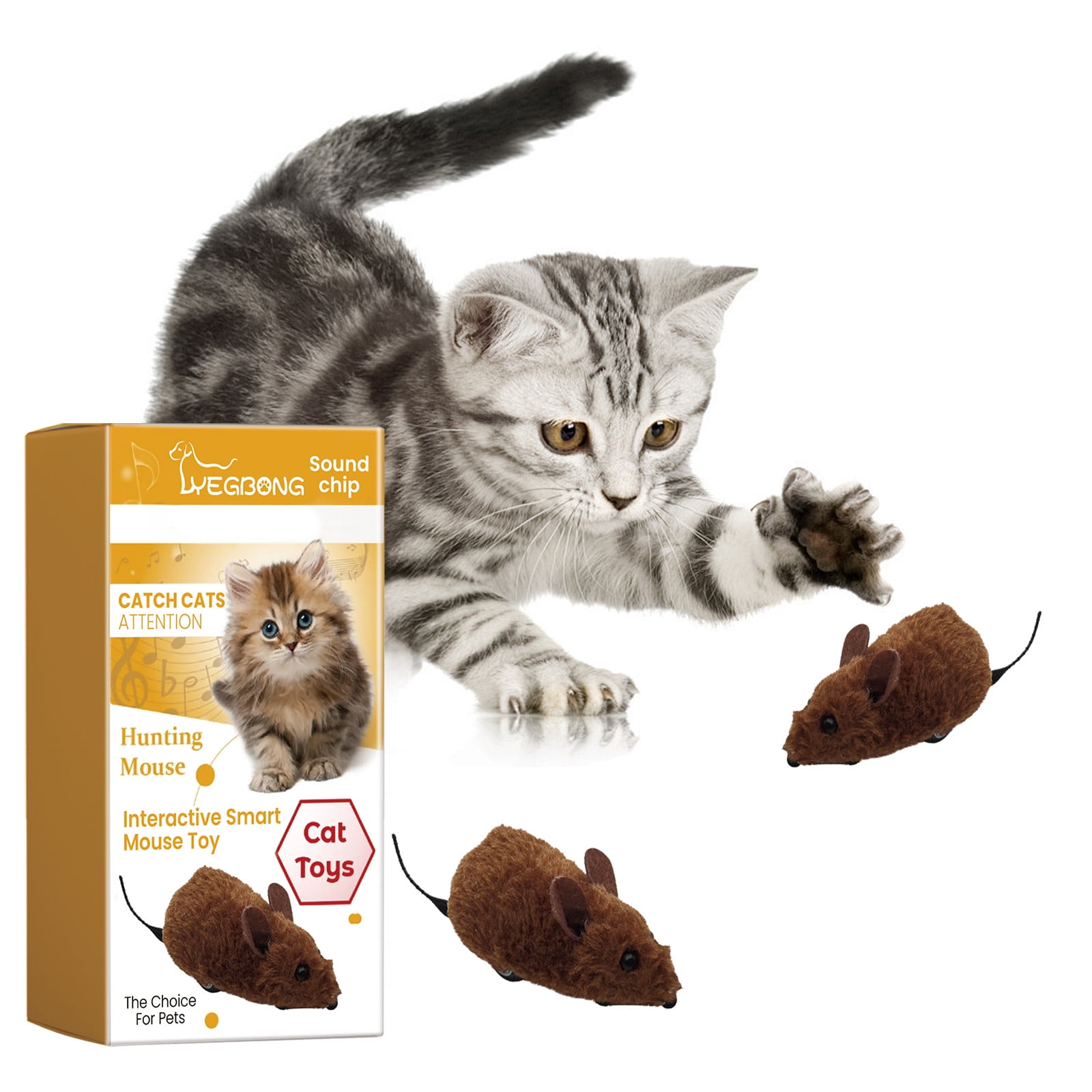 Darzheoy Interactive Toys for Indoor Cats, Mouse Toys with Electronic Realistic Squeaky Sound, Automatic Moving Kitten Toys Electric Mice Toy Self Play Exercise Brown - Image 1