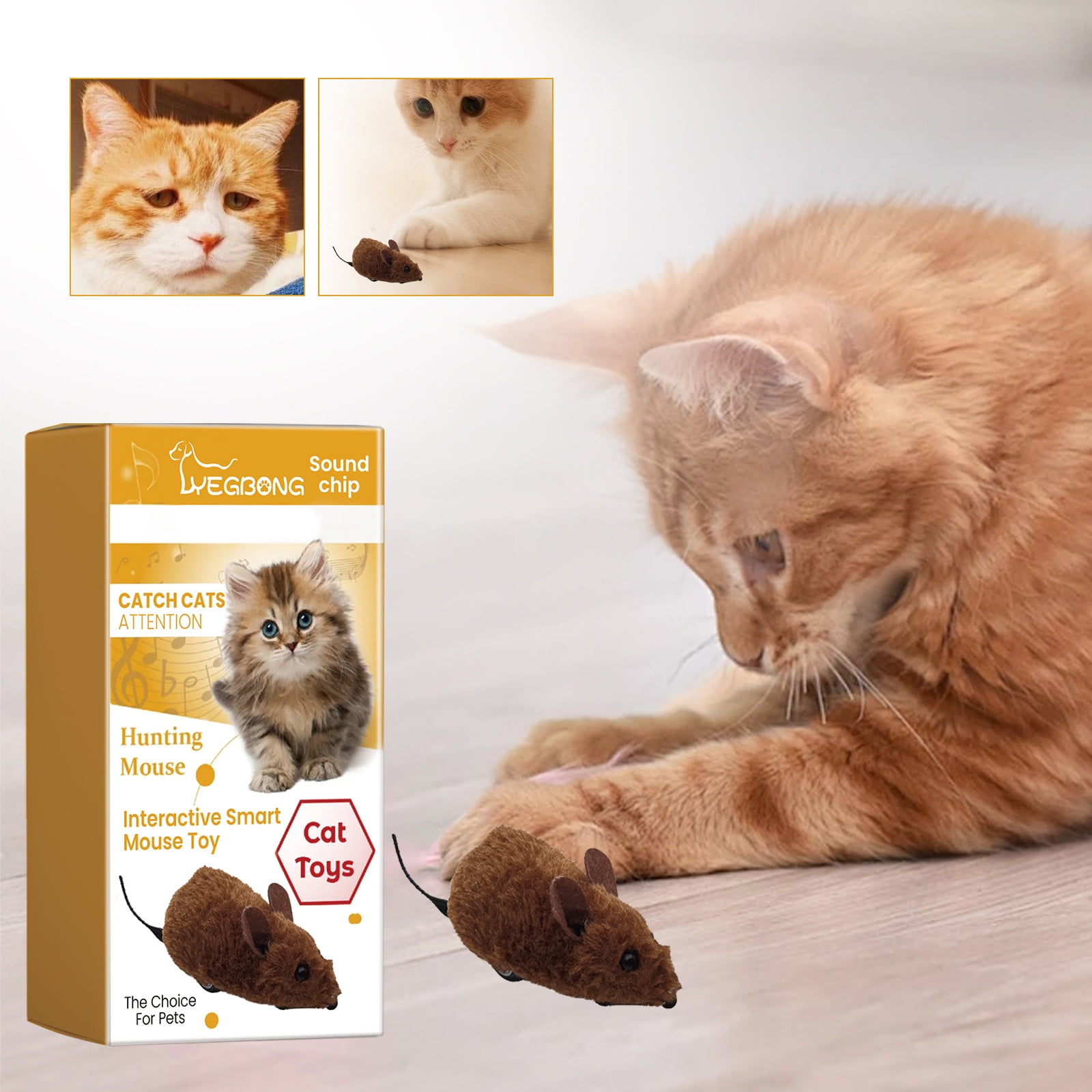 Darzheoy Interactive Toys for Indoor Cats, Mouse Toys with Electronic Realistic Squeaky Sound, Automatic Moving Kitten Toys Electric Mice Toy Self Play Exercise Brown - Image 2