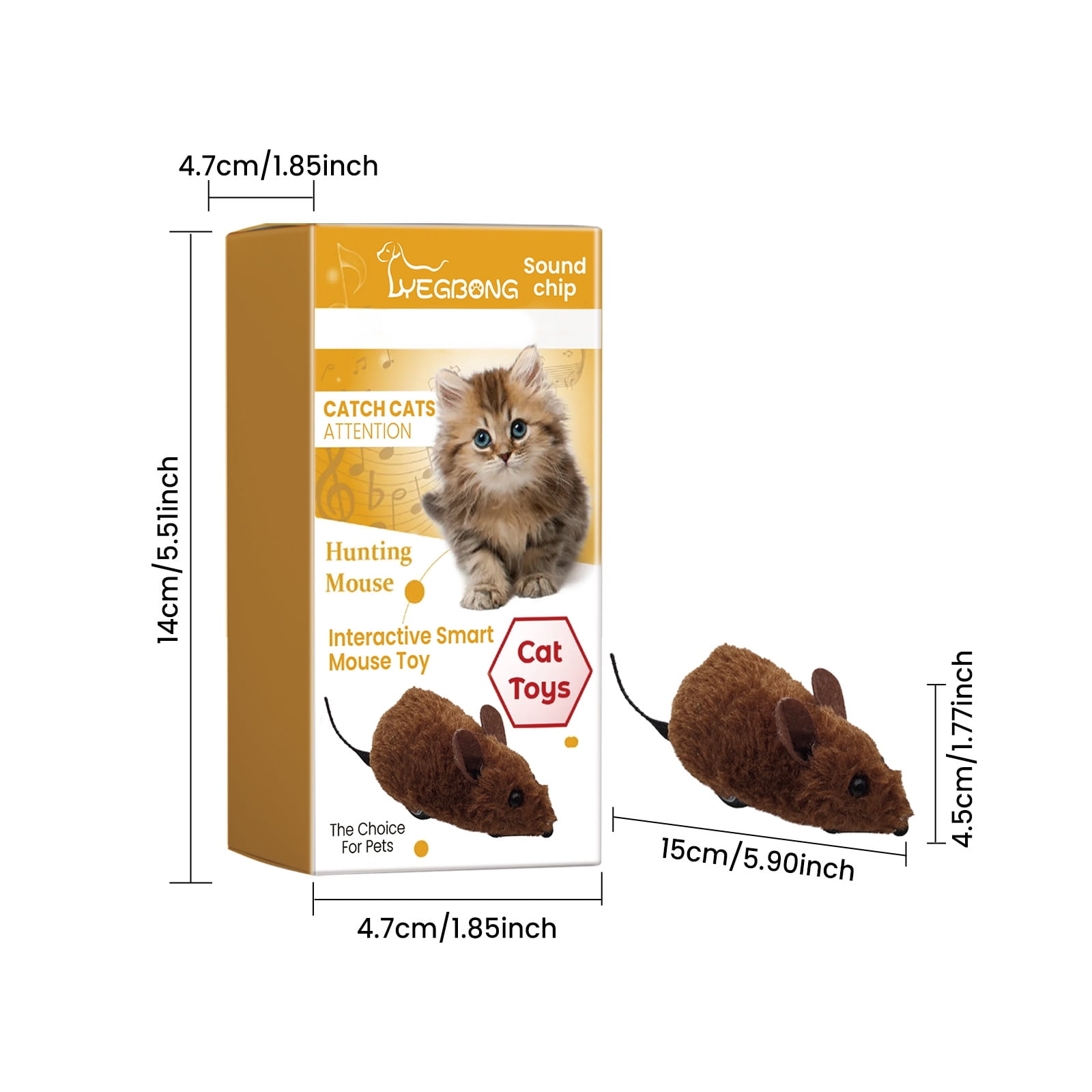 Darzheoy Interactive Toys for Indoor Cats, Mouse Toys with Electronic Realistic Squeaky Sound, Automatic Moving Kitten Toys Electric Mice Toy Self Play Exercise Brown - Image 3