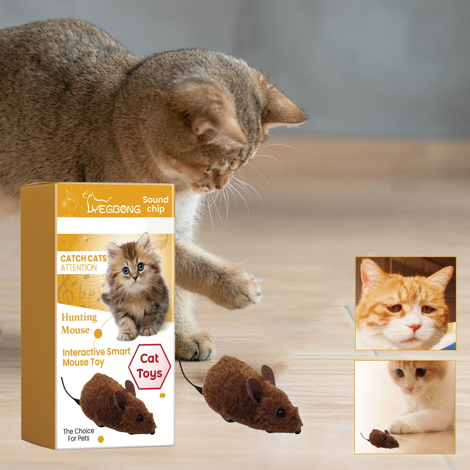 Darzheoy Interactive Toys for Indoor Cats, Mouse Toys with Electronic Realistic Squeaky Sound, Automatic Moving Kitten Toys Electric Mice Toy Self Play Exercise Brown - Image 6