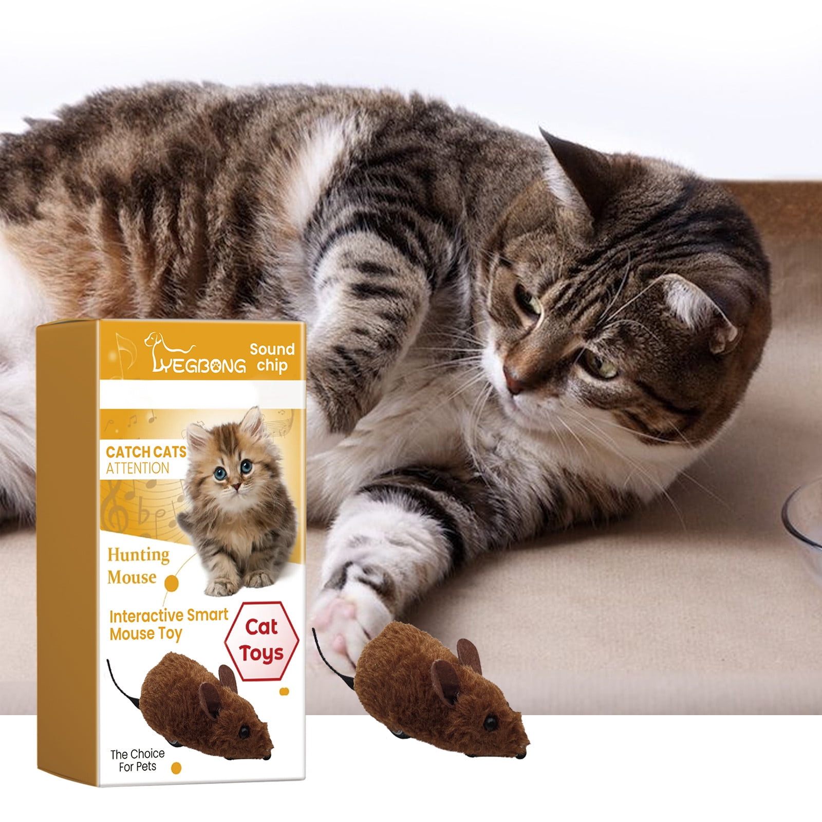 Darzheoy Interactive Toys for Indoor Cats, Mouse Toys with Electronic Realistic Squeaky Sound, Automatic Moving Kitten Toys Electric Mice Toy Self Play Exercise Brown - Image 7