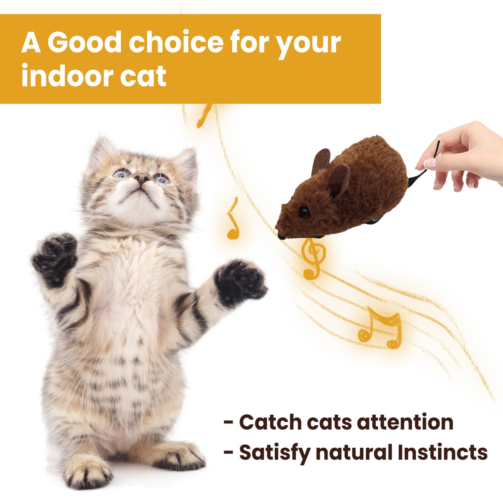 Darzheoy Interactive Toys for Indoor Cats, Mouse Toys with Electronic Realistic Squeaky Sound, Automatic Moving Kitten Toys Electric Mice Toy Self Play Exercise Brown - Image 8
