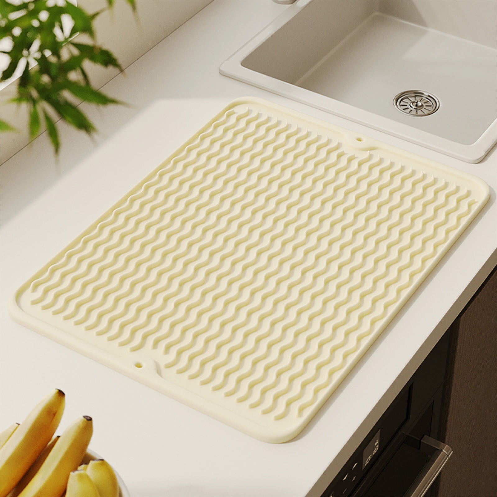 Chmadoxn Dish Drying Mat,Large Dish Drying Mats, Non-Slip Mat Easy Clean Drying Mat Large Heat Dish Drainer Mat for Kitchen Counter Sink Refrigerator or Drawer Easy to Clean 11.8×15.7 in Beige - Image 5
